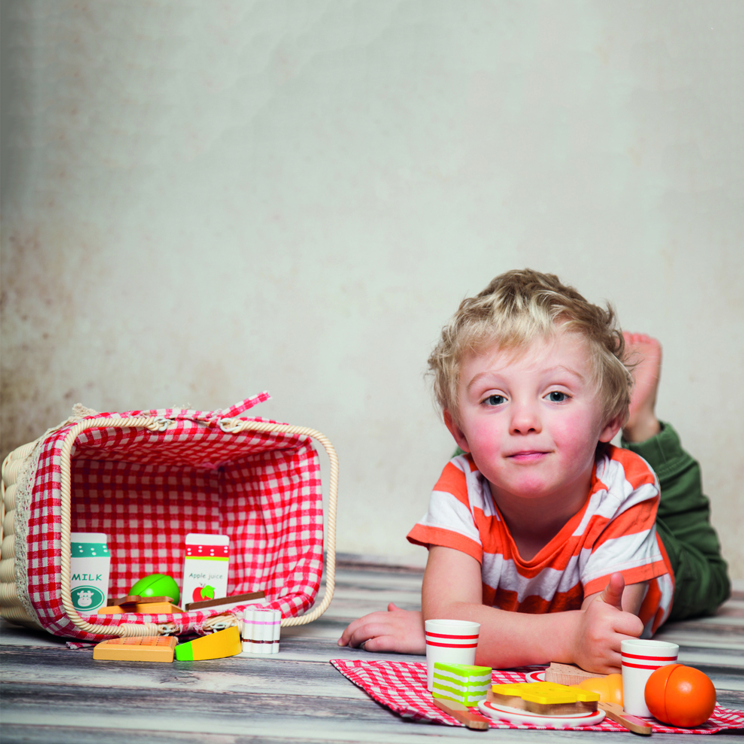 Schneideset Picknickkorb Kinder Holzspielzeug Kinderküchen-Zubehör