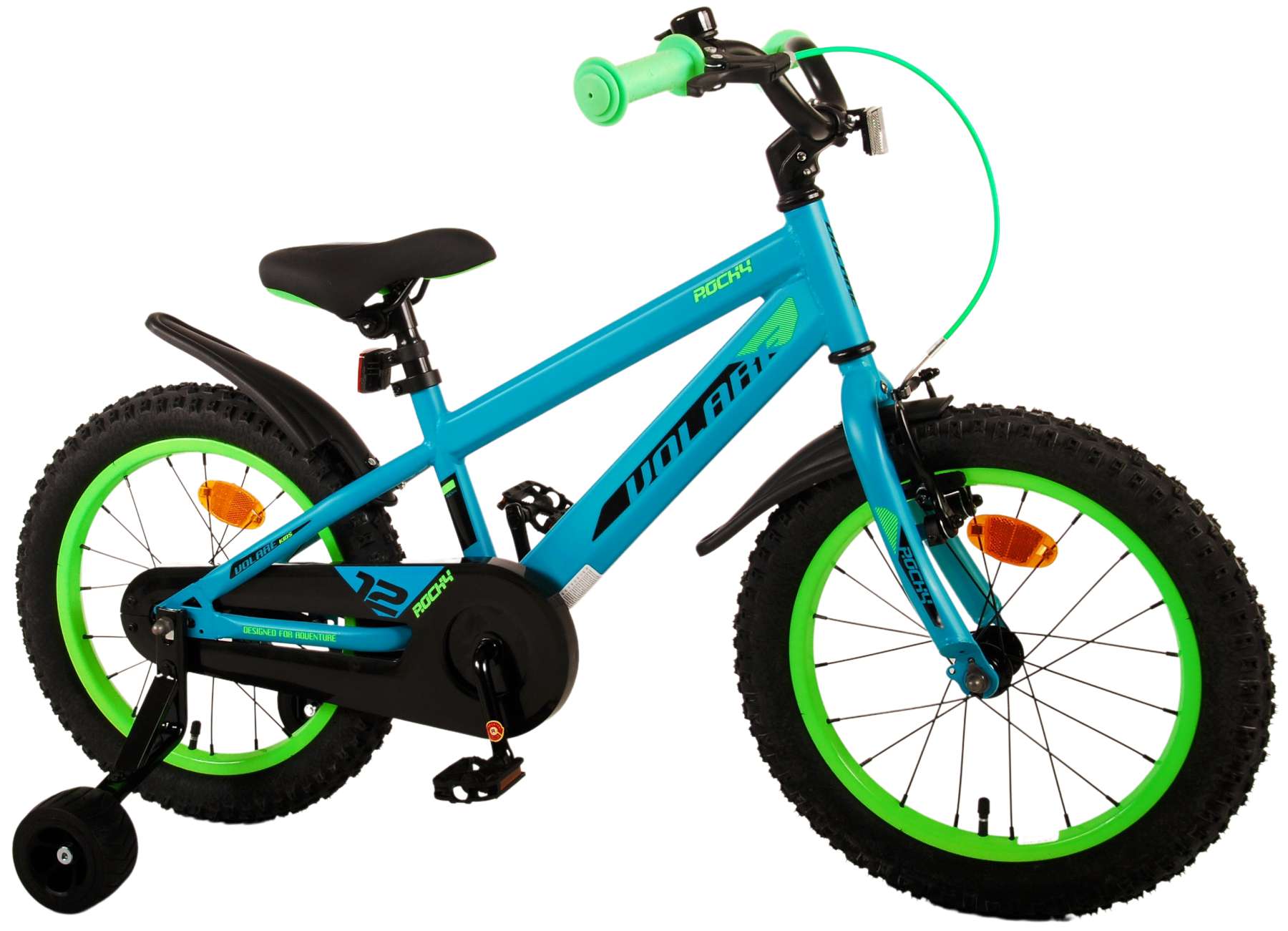 Kinderfahrrad Rocky Fahrrad für Jungen 16 Zoll Kinderrad in Blau/Grün