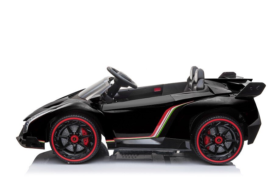 ES-Toys Kinderfahrzeug – Elektro Auto „Lamborghini Veneno 615B“ – lizenziert – 12V7AH, 4 Motoren- 2,4Ghz Fernsteuerung, MP3, Ledersitz+EVA – Pink