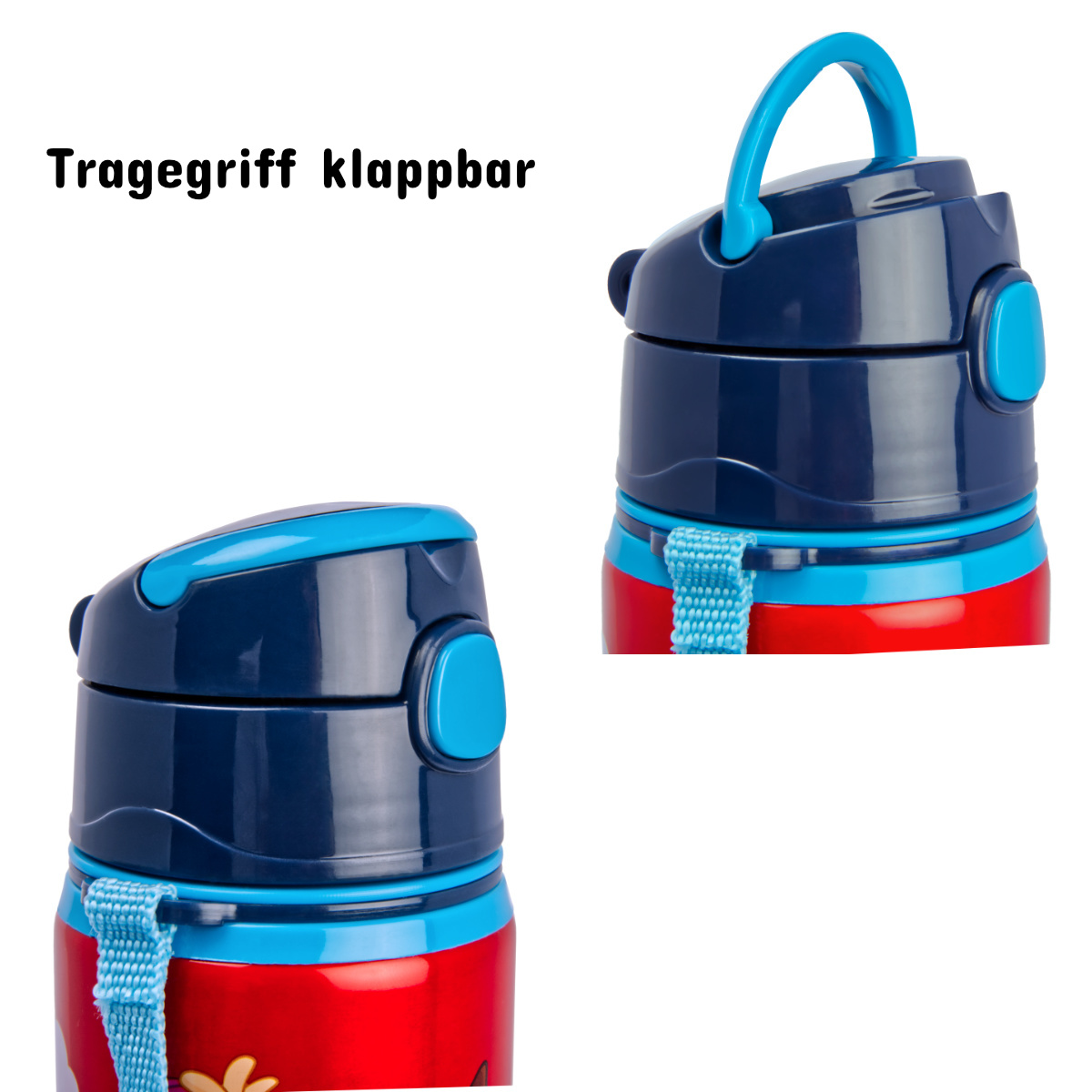 Kinder Trinkflasche 600ml Paw Patrol Tragegurt Aluminium Hunde Welpen