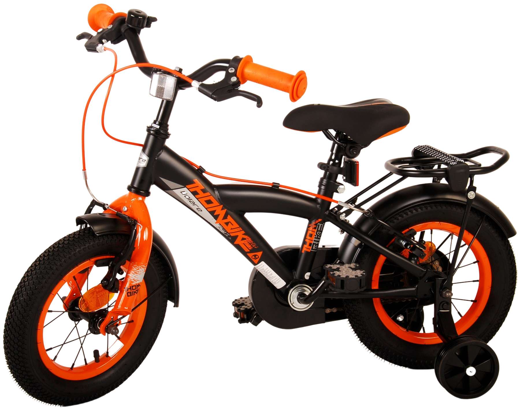 Kinderfahrrad Thombike für Jungen 12 Zoll Kinderrad in Schwarz Orange