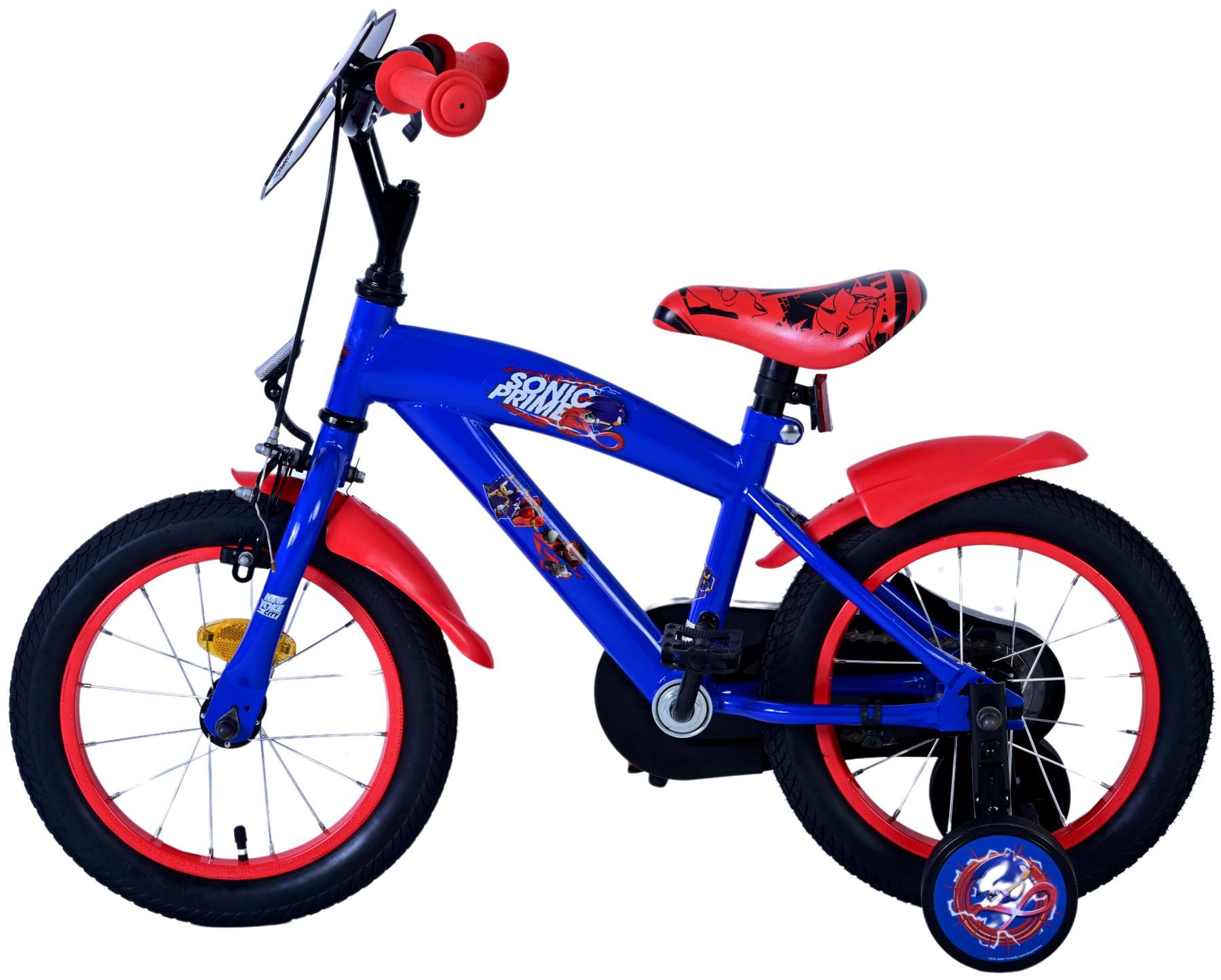 Kinderfahrrad Sonic Prime für Jungen 14 Zoll Kinderrad in Blau Rot