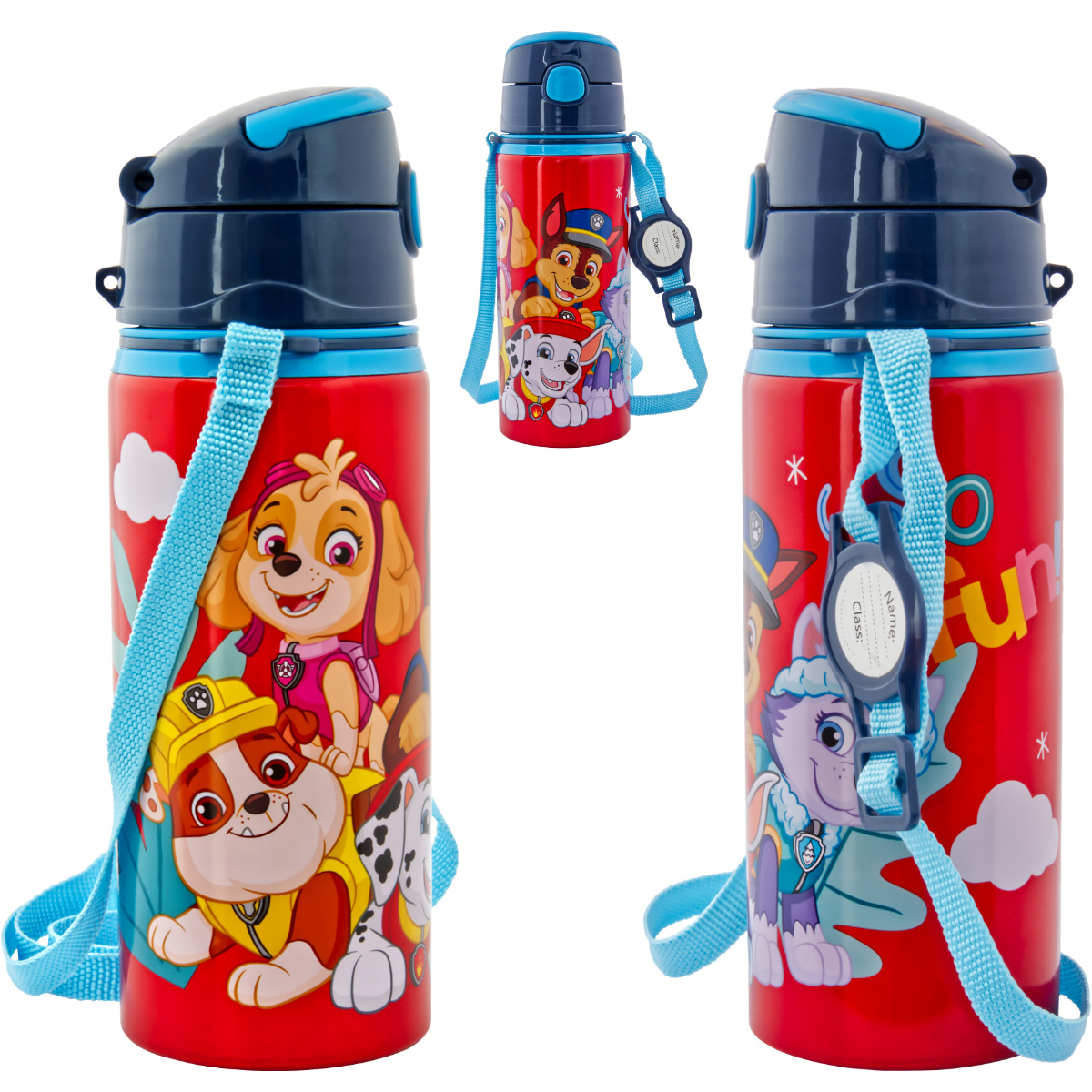 Kinder Trinkflasche 600ml Paw Patrol Tragegurt Aluminium Hunde Welpen