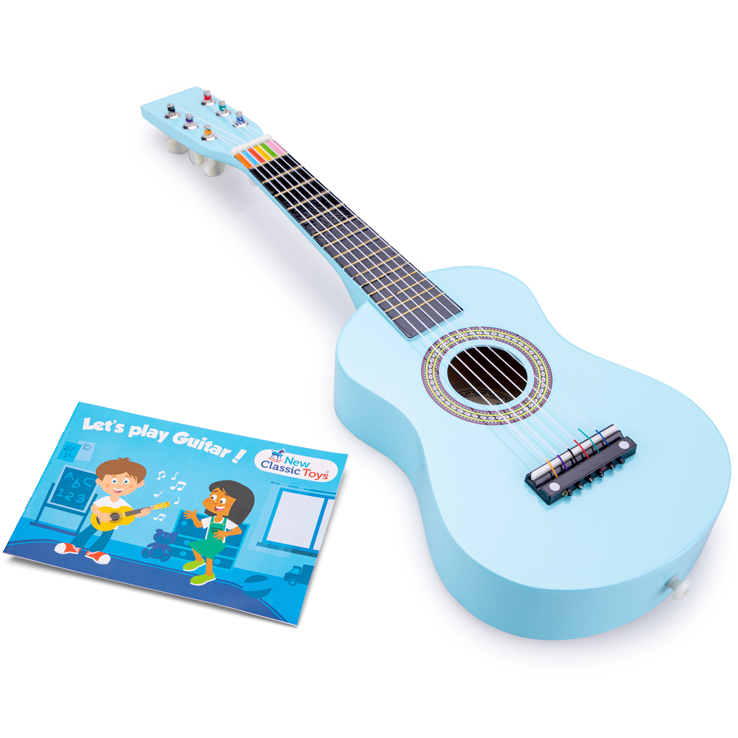 Gitarre blau Kindergitarre aus Holz Kinder-Instrument Musikspielzeug