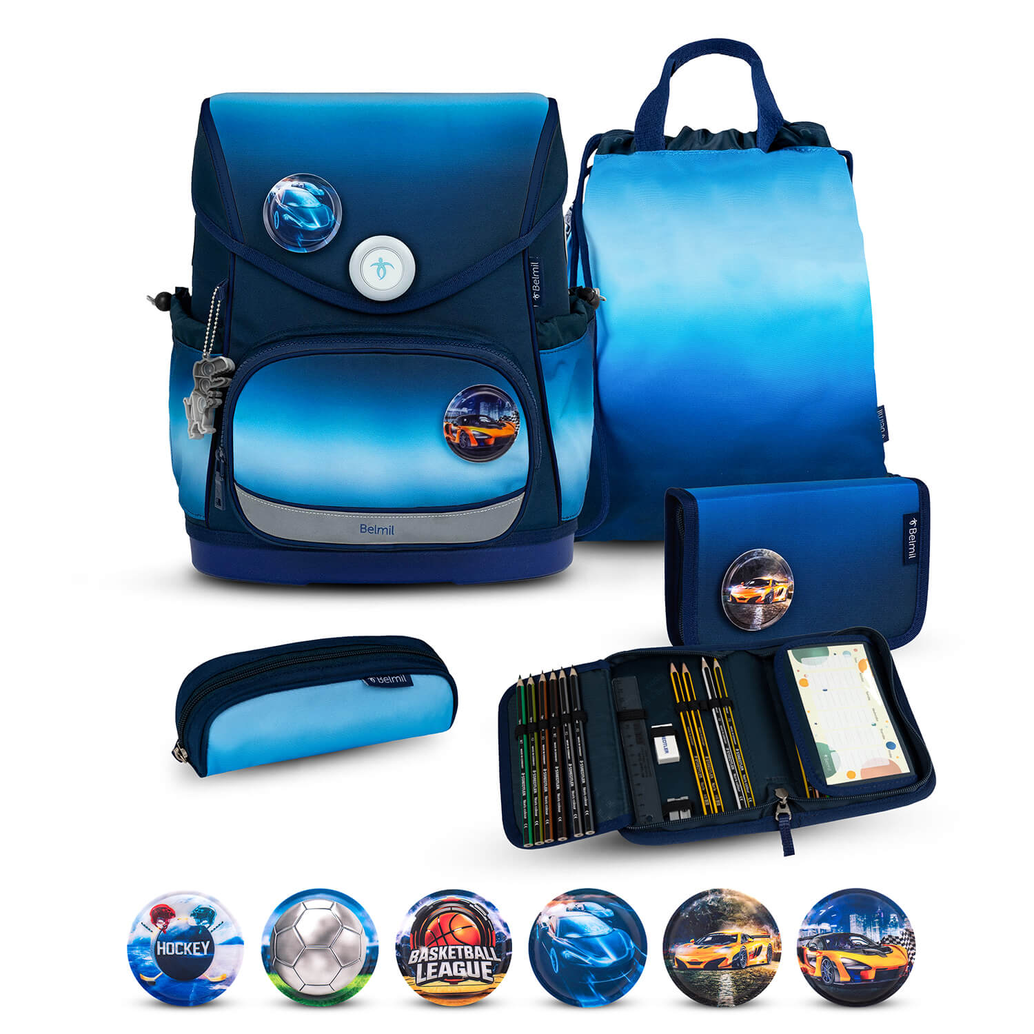 Rucksack Compact Plus Premium Schulranzen Set 5-teile Blue Navy Tasche