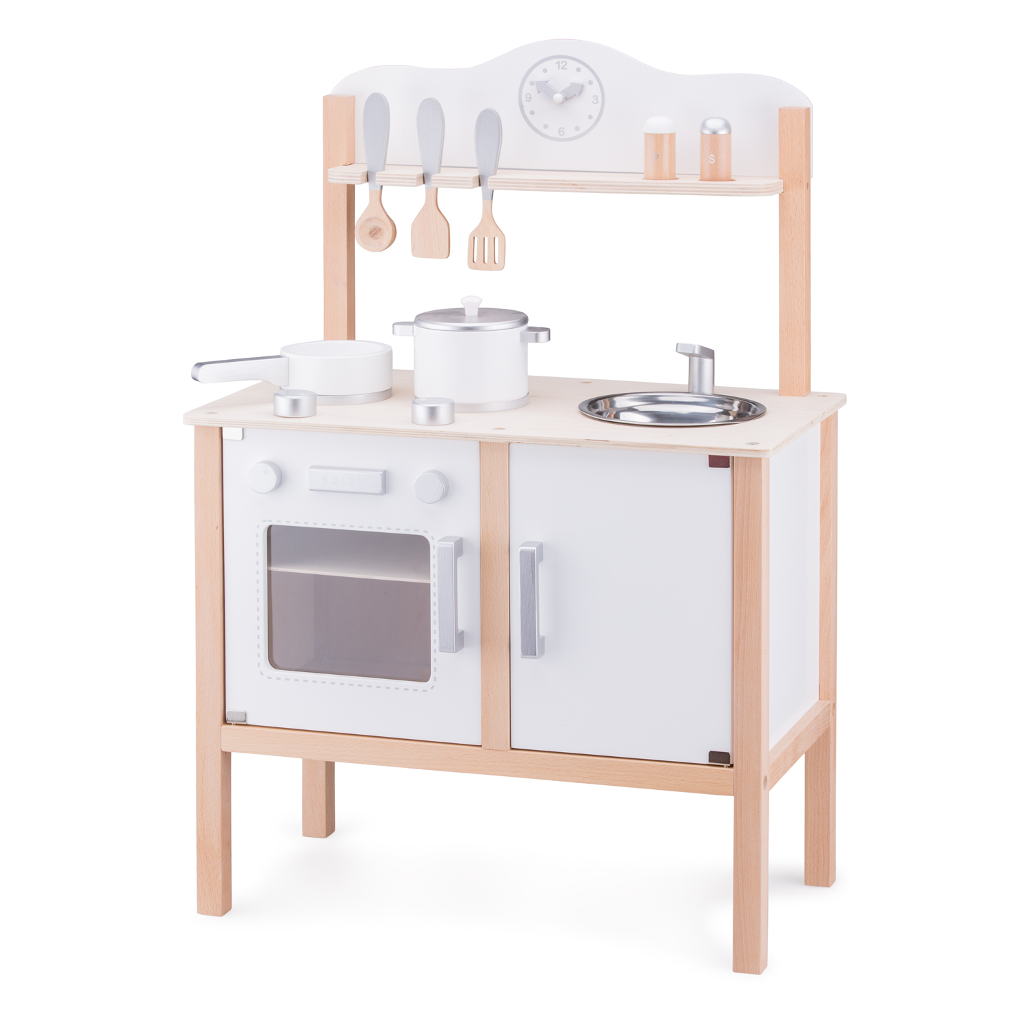 Küchenzeile Kinderküche aus Holz Modern Weiß Holzküche Holzspielzeug
