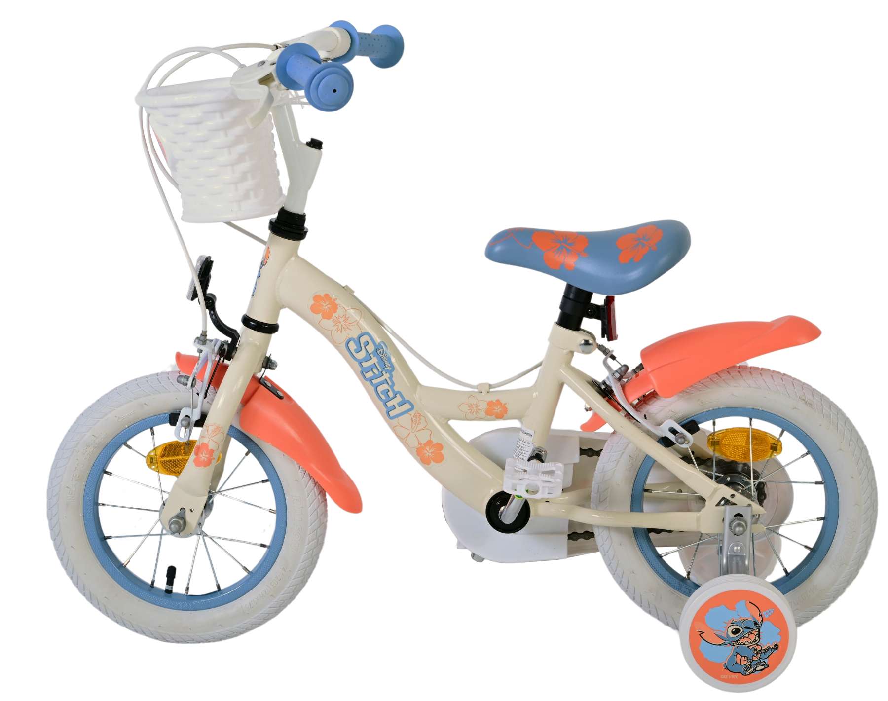 Kinderfahrrad Disney Stitch Mädchen 12 Zoll Kinderrad in Cremefarbend