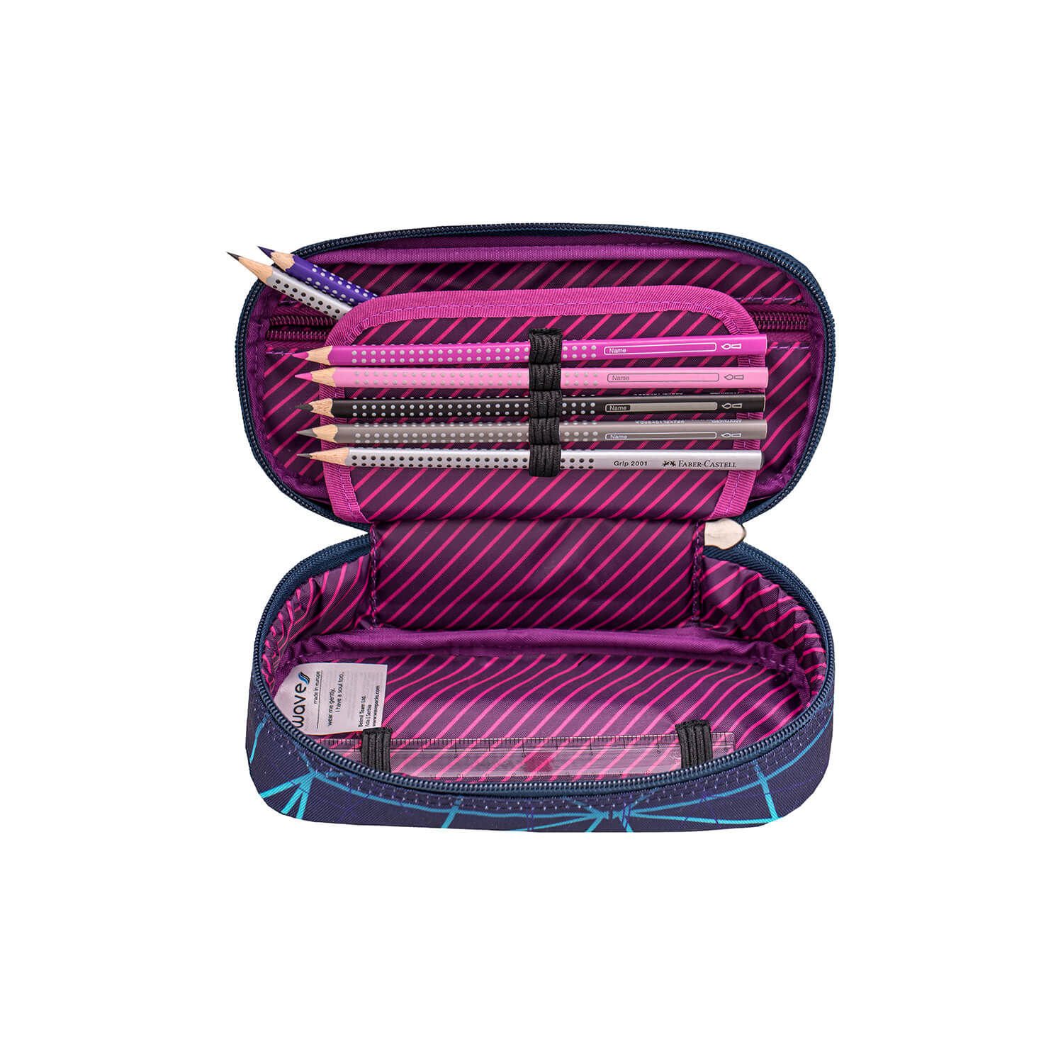 Schlamperbox für Kinder Federtasche "Stripes Purple" Federmappe