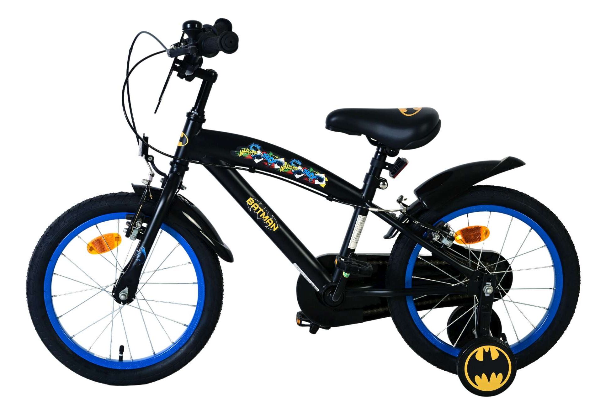 Volare Kinderfahrrad Batman für Jungen 16 Zoll Kinderrad in Schwarz, 2 Handbremsen