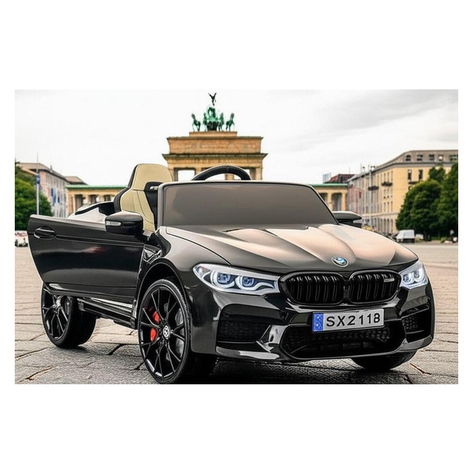 ES-Toys Elektro Kinderfahrzeug „BMW M5 Drift Version“ – lizenziert – 2x 12V7A Akku, 2 Motoren- 2,4Ghz Fernsteuerung, MP3, Ledersitz+EVA