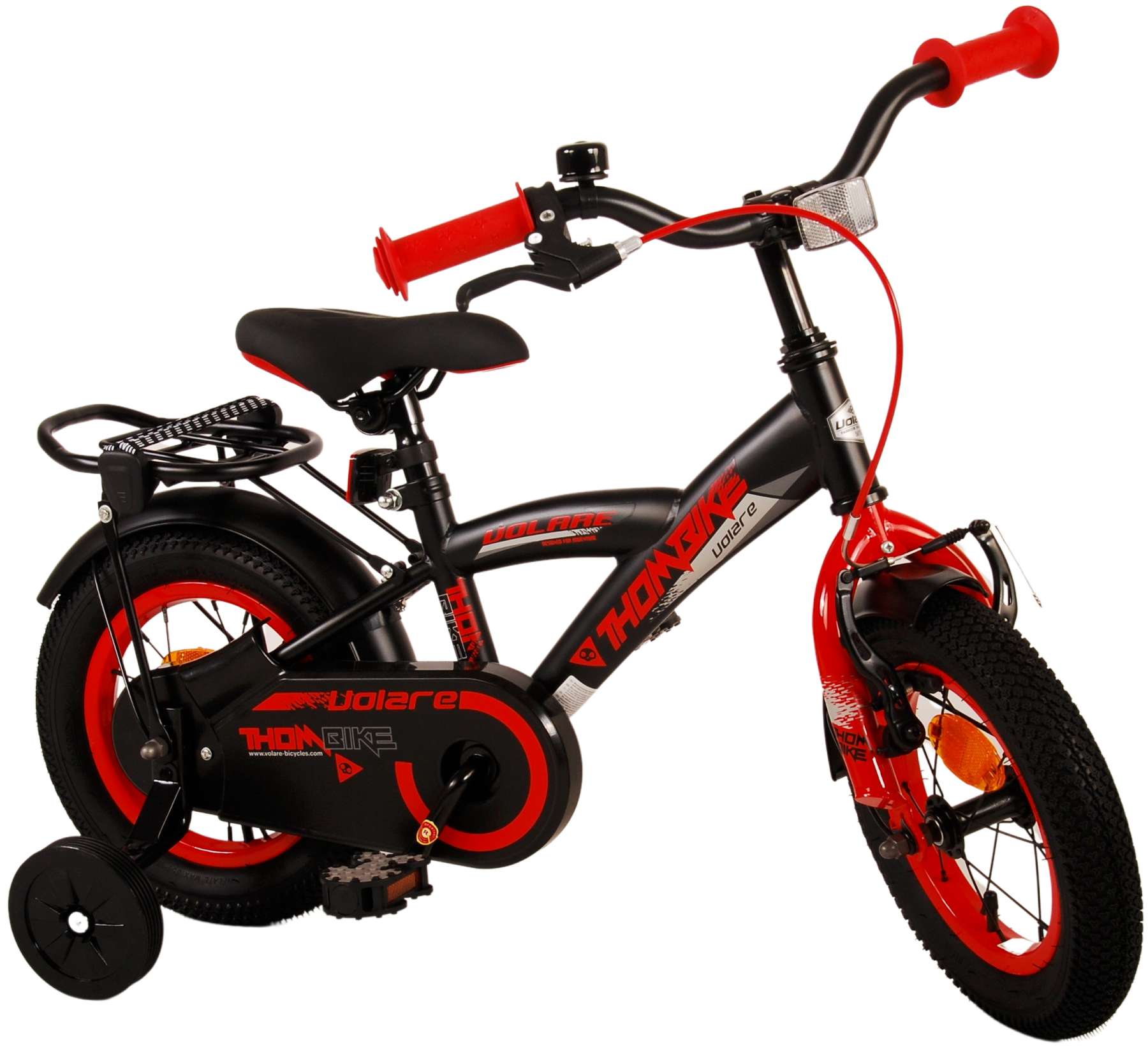 Kinderfahrrad Thombike für Jungen 12 Zoll Kinderrad in Schwarz Rot