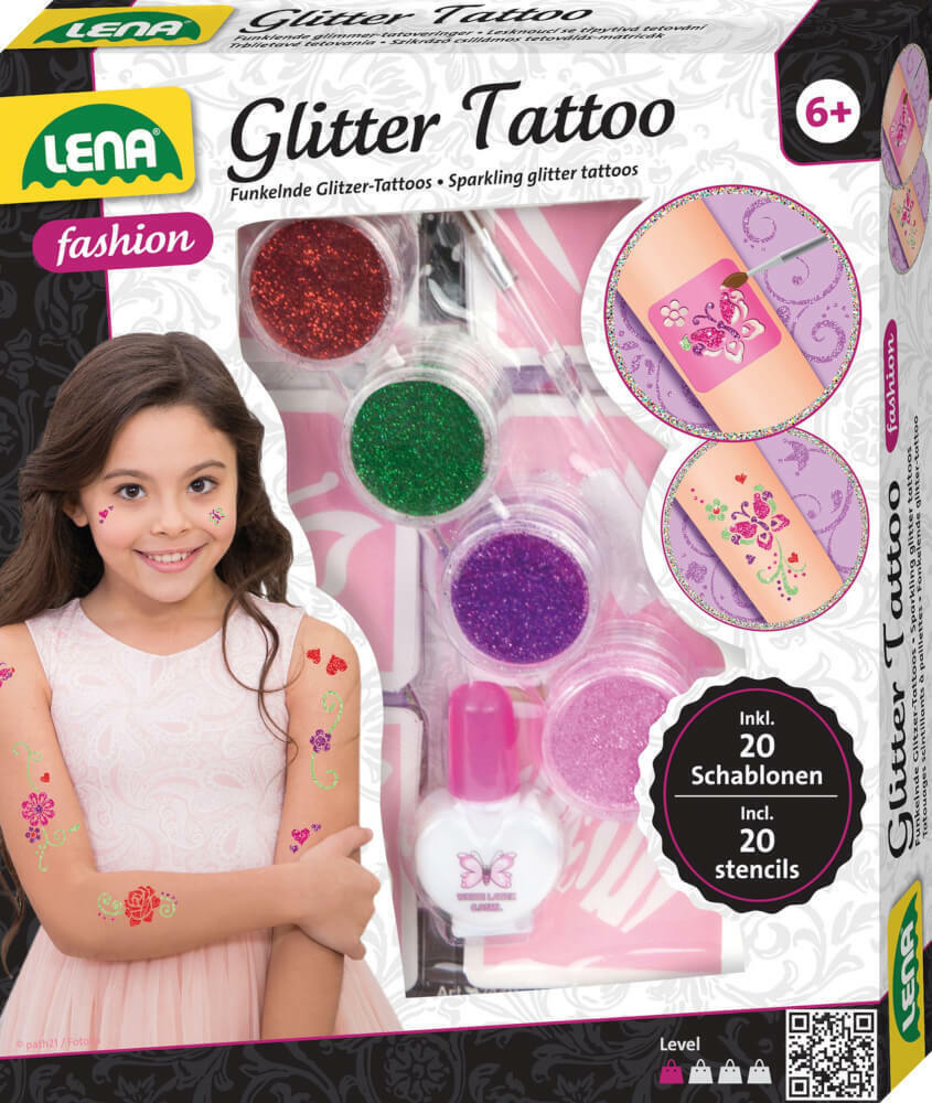 Glitter Kinder Tattoo 20 Vorlagen in 4 coolen Farben