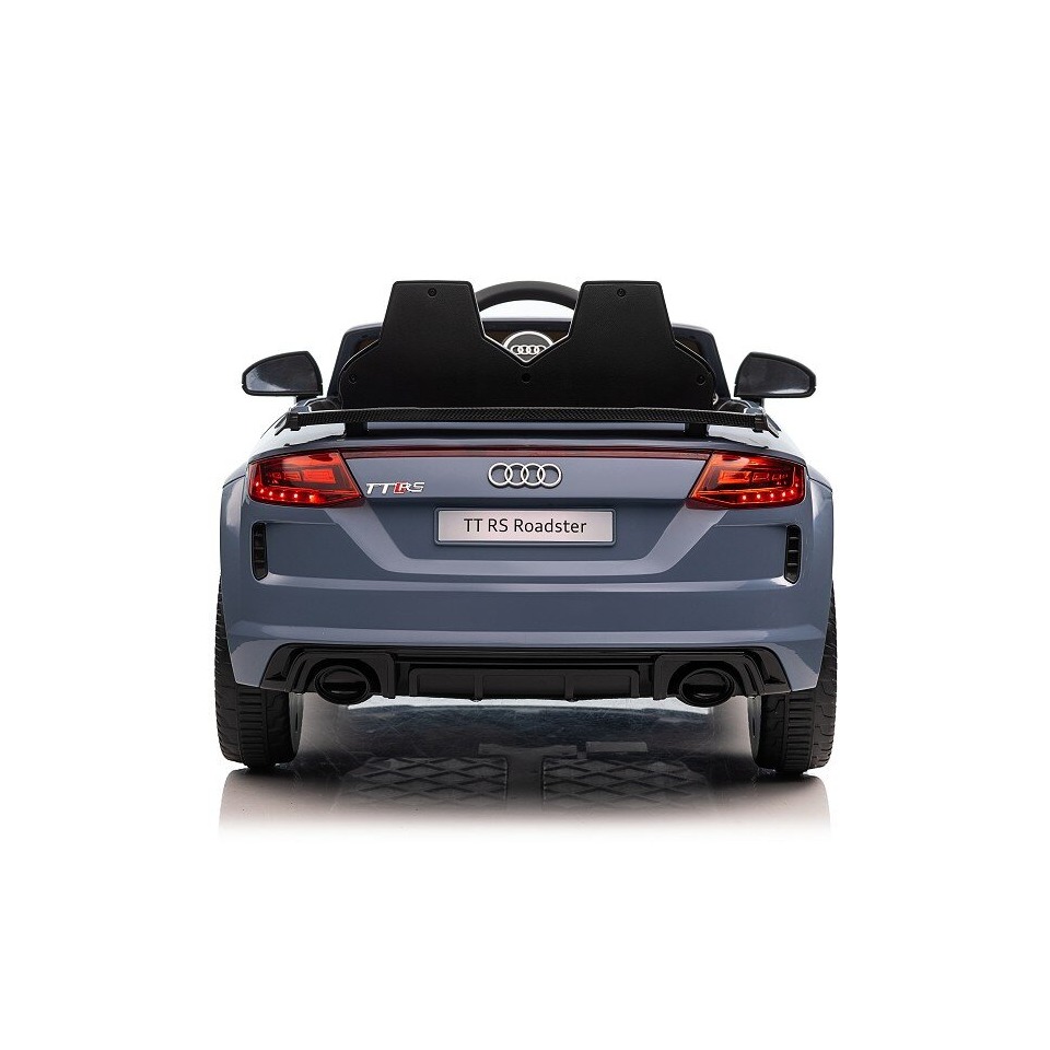ES-Toys Kinderfahrzeug – Elektro Auto „Audi TTRS“ – lizenziert – 12V7A Akku und 2 Motoren- 2,4Ght+MP3+EVA+Leder – Nardo Grau