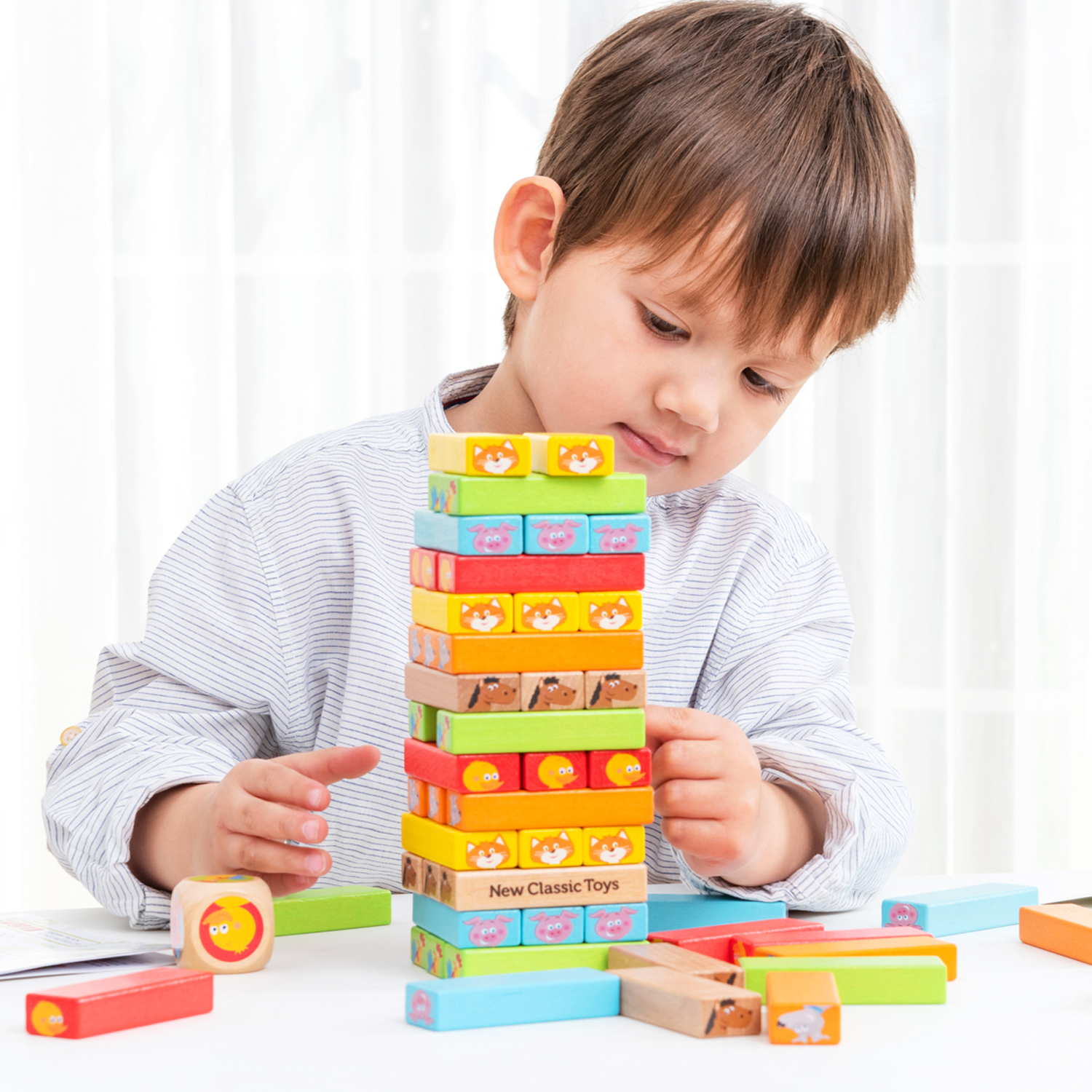 Wackel Stapelturm aus Holz Spielset Turmspiel für Kinder Holspielzeug