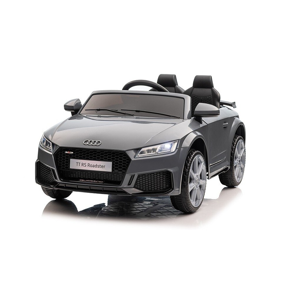 ES-Toys Kinderfahrzeug – Elektro Auto „Audi TTRS“ – lizenziert – 12V7A Akku und 2 Motoren- 2,4Ght+MP3+EVA+Leder – Nardo Grau