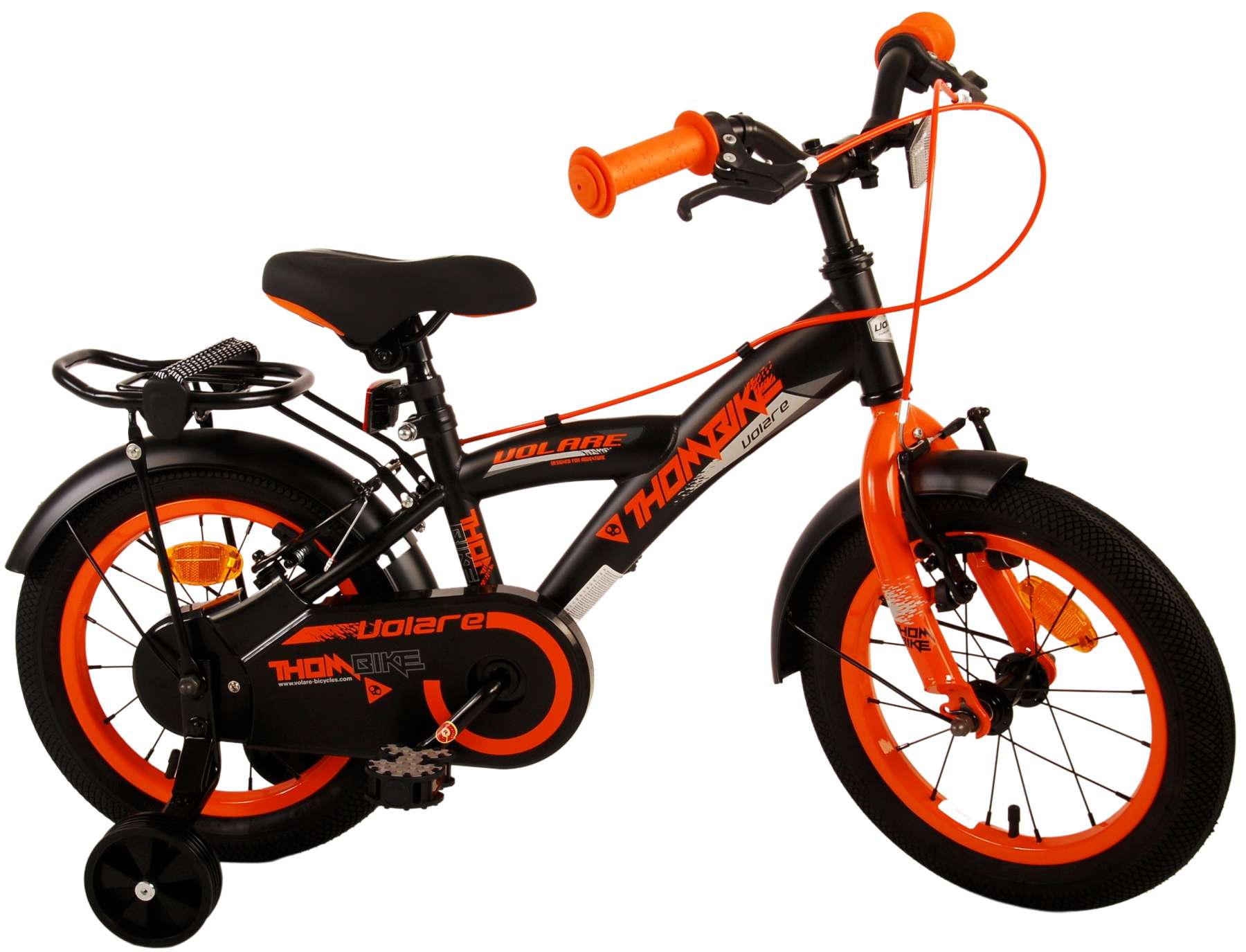 Kinderfahrrad Thombike für Jungen 14 Zoll Kinderrad in Schwarz Orange