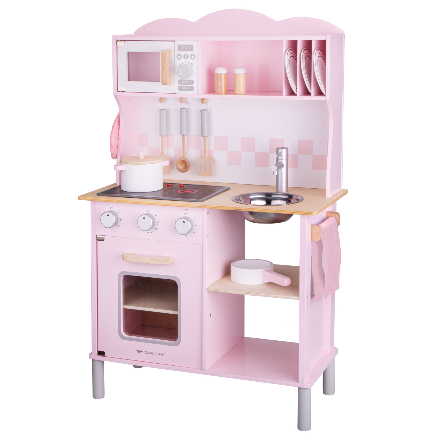 Küchenzeile Kinderküche aus Holz Moderne E- Küche in Pink Holzküche