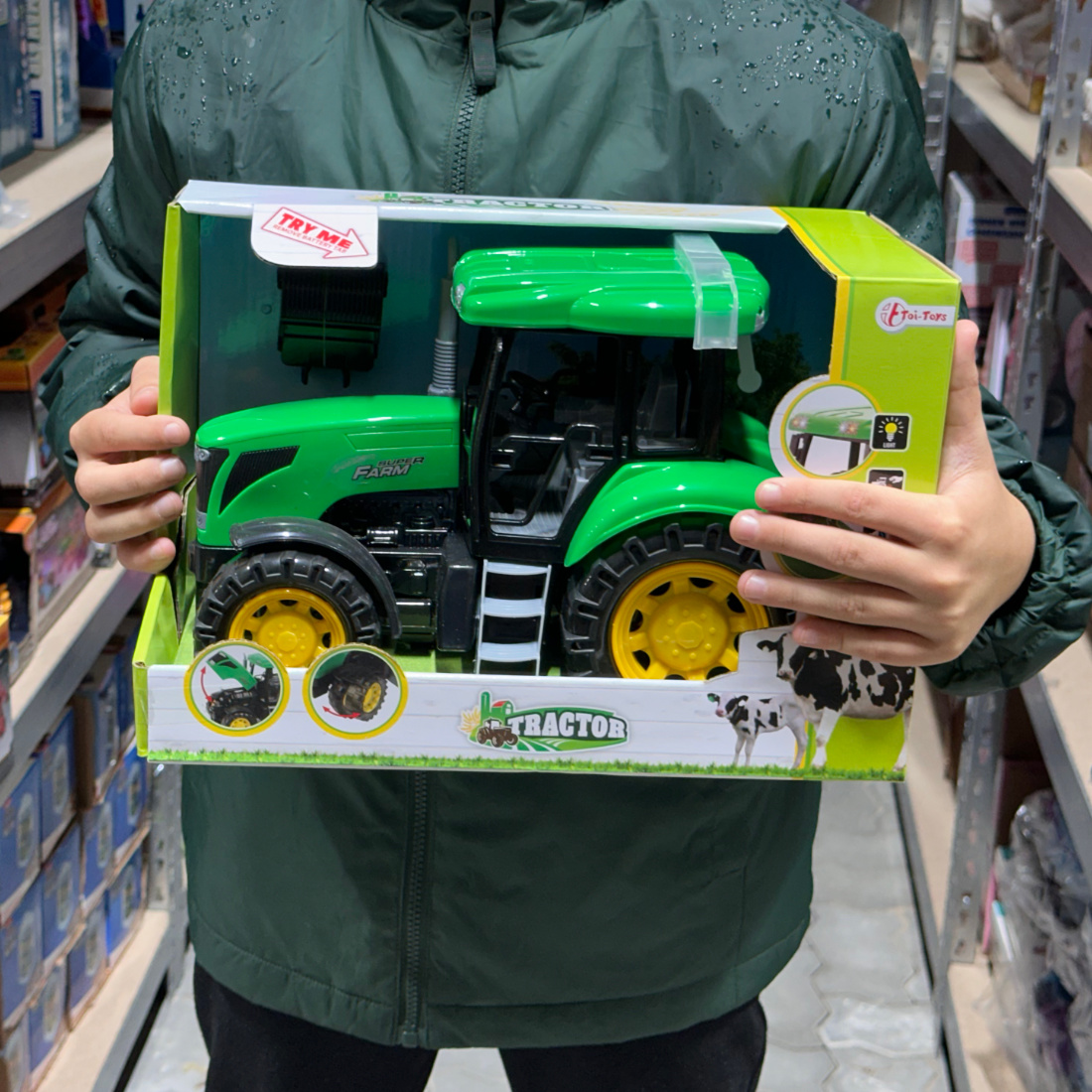 Traktor 27 cm DeLuxe Trecker grün mit Licht und Ton Schlepper bei