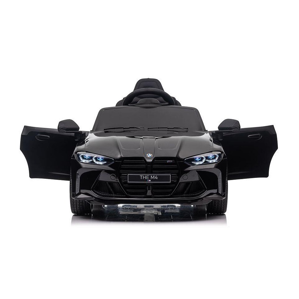 ES-Toys Kinderauto Elektrisch „BMW M4“ – lizenziert – 12V7A Akku, 2 Motoren- 2,4Ghz Fernsteuerung, MP3, Ledersitz+EVA – Weiss
