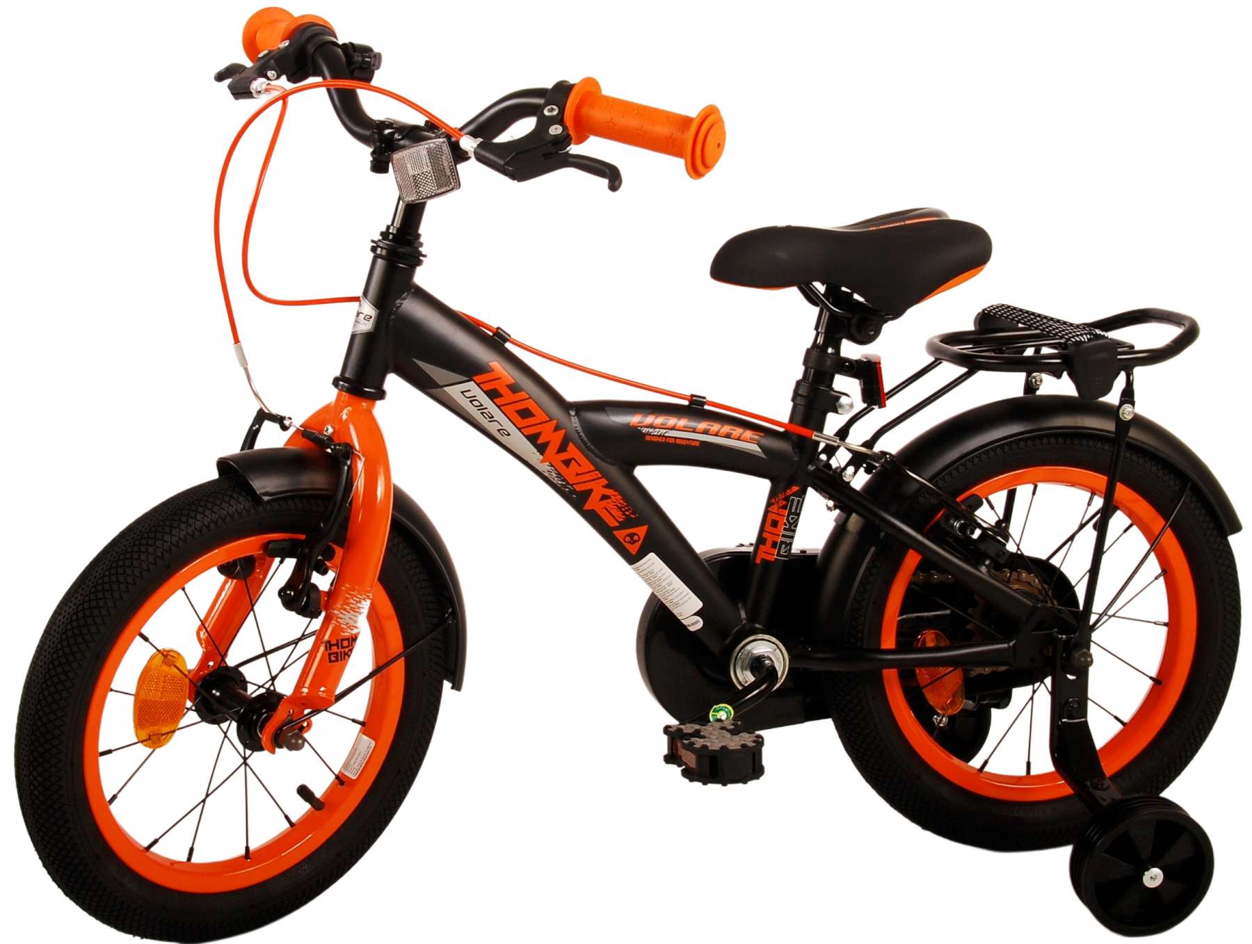 Kinderfahrrad Thombike für Jungen 14 Zoll Kinderrad in Schwarz Orange