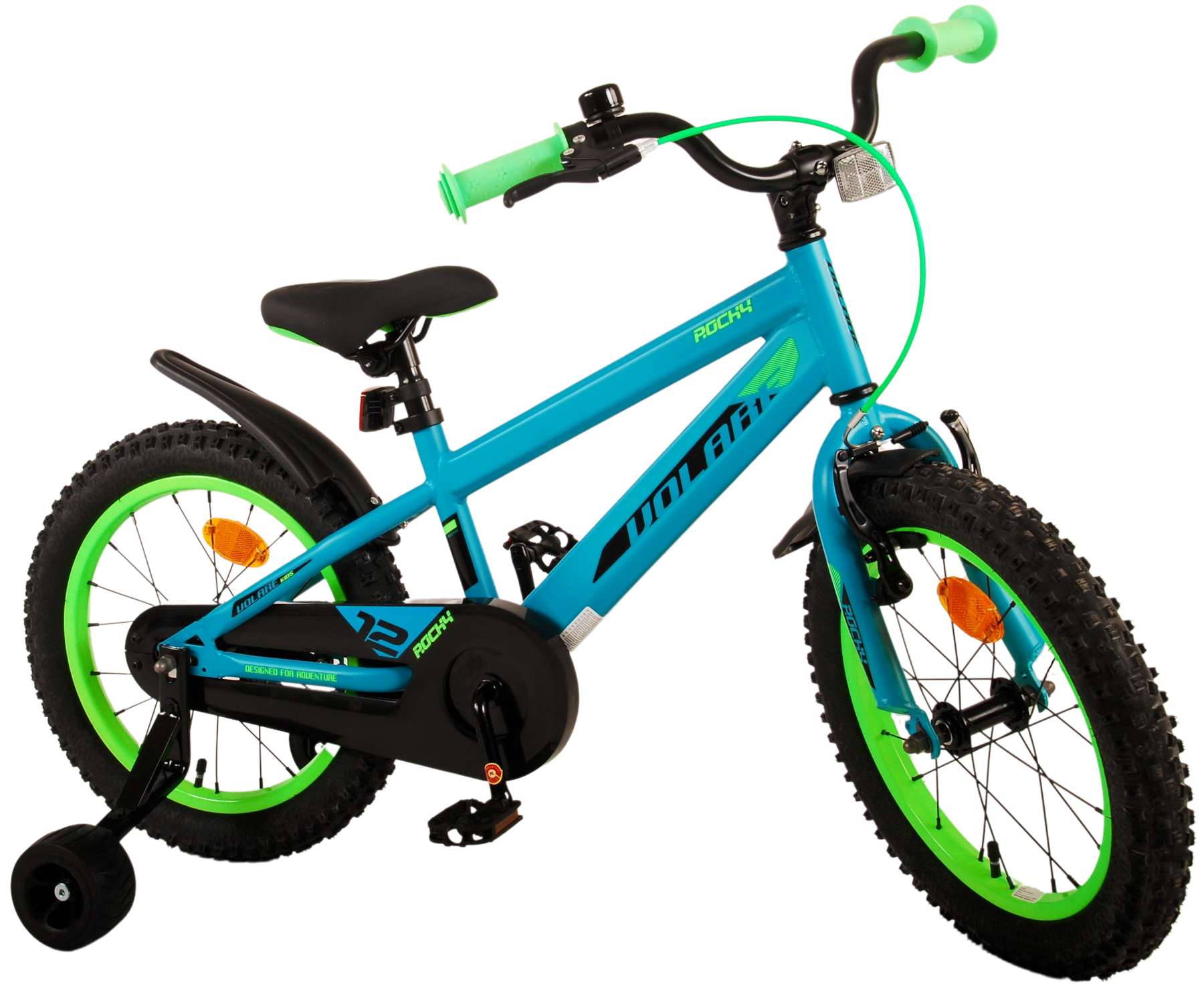 Kinderfahrrad Rocky Fahrrad für Jungen 16 Zoll Kinderrad in Blau/Grün