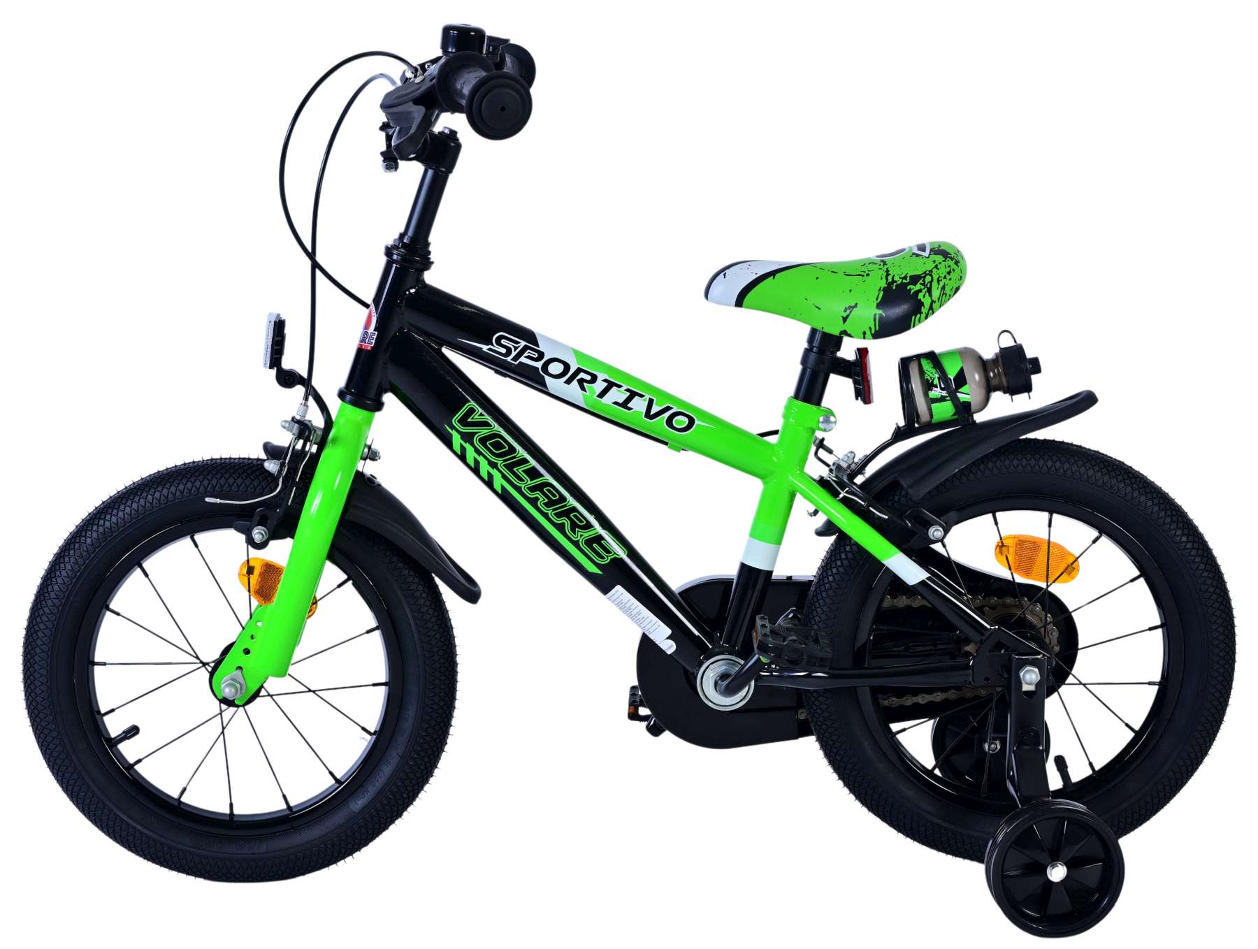 Kinderfahrrad Sportivo für Jungen 14 Zoll Kinderrad Grün Schwarz