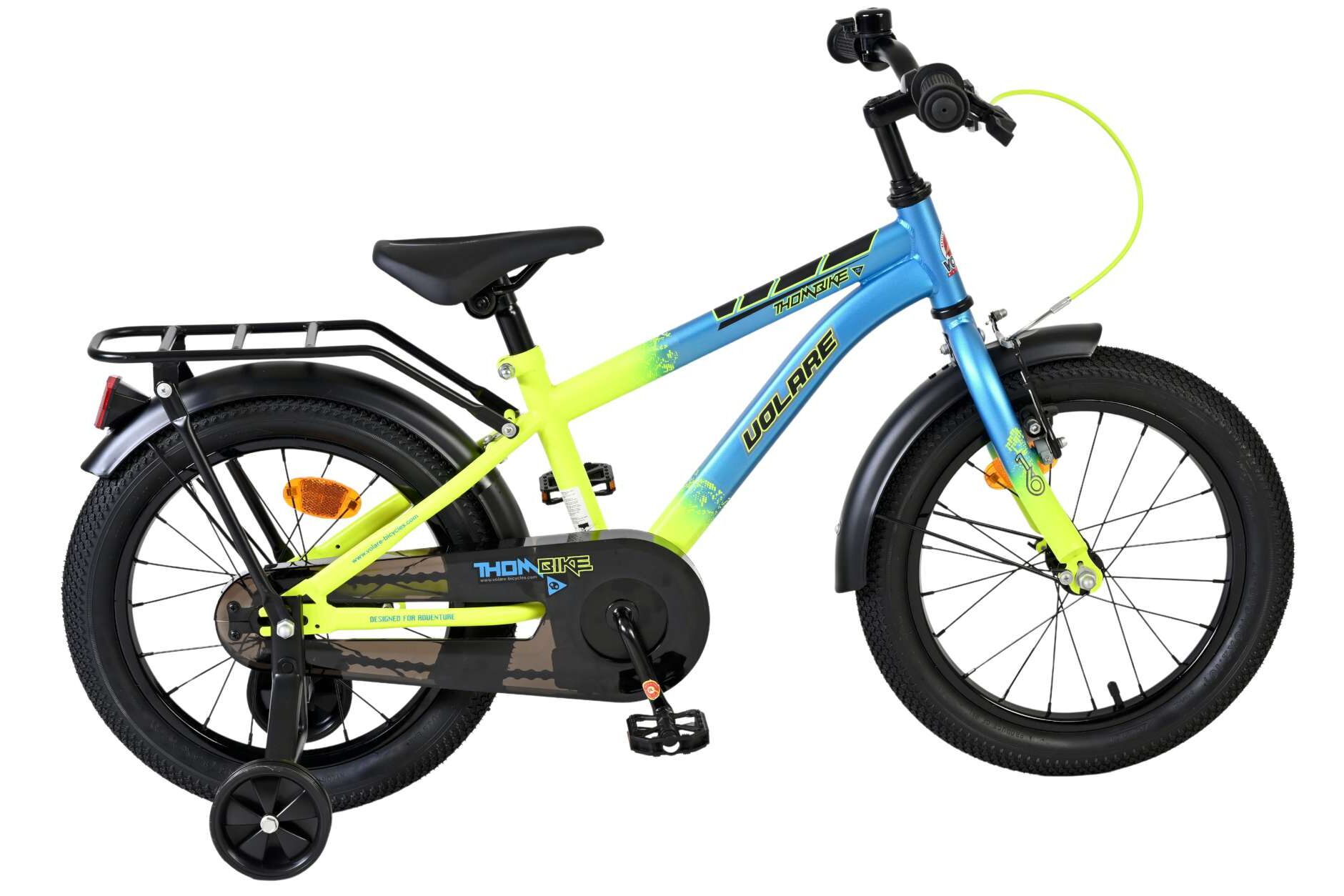 Volare Kinderfahrrad Thombike für Jungen 16 Zoll Kinderrad in Blau-Gelb