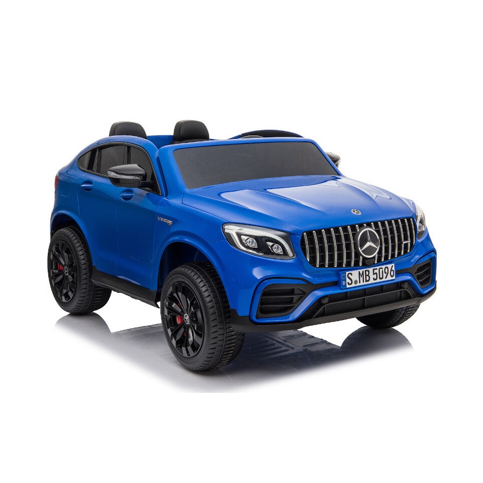 ES-Toys Kinderfahrzeug – Elektro Auto „Mercedes GLC63S“ – lizenziert – Doppelsitzer – 12V10AH Akku,4 Motoren+ 2,4Ghz+Ledersitz+EVA – Schwarz