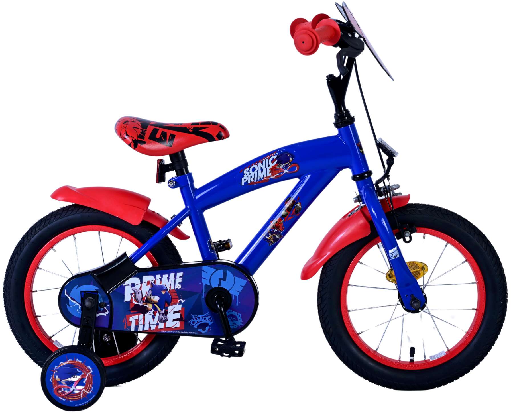 Kinderfahrrad Sonic Prime für Jungen 14 Zoll Kinderrad in Blau Rot