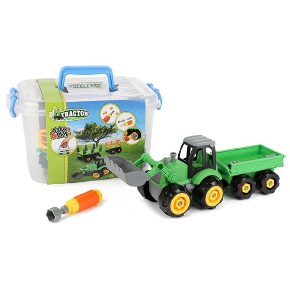 TRAKTOR + Anhänger mit Schraubendreher zum reparieren TRAKTOR + Anhänger mit Schraubendreher zum reparieren