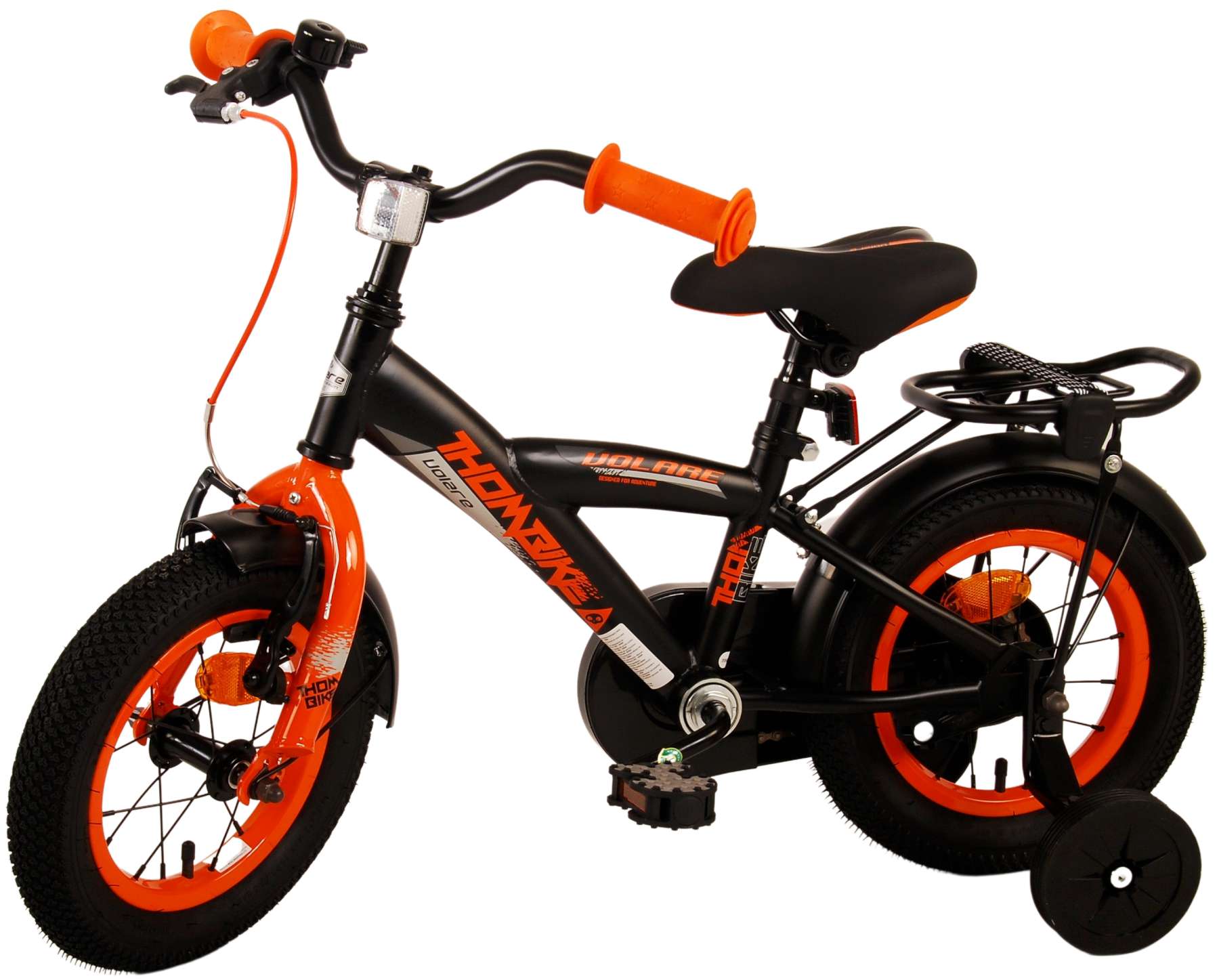 Kinderfahrrad Thombike für Jungen 12 Zoll Kinderrad in Schwarz Orange