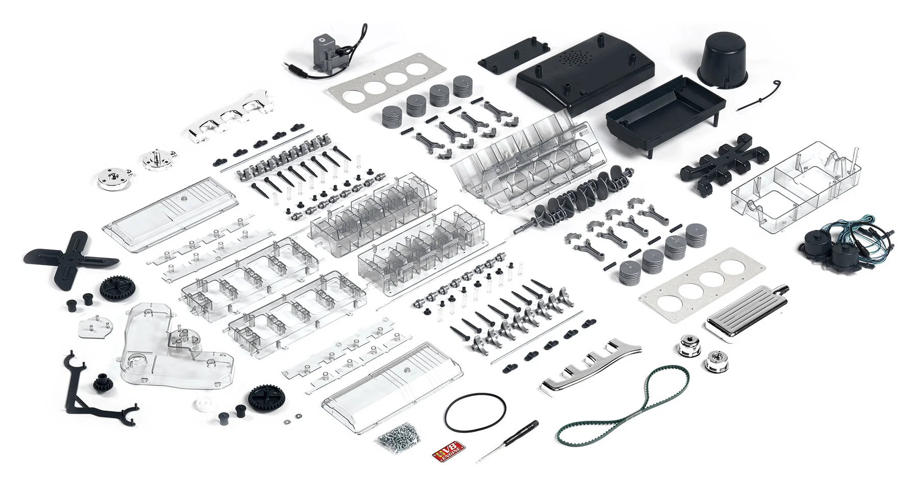 Technikbausatz V8-Motor mit Soundmodul Sportwagen-Motor 250 Bauteile