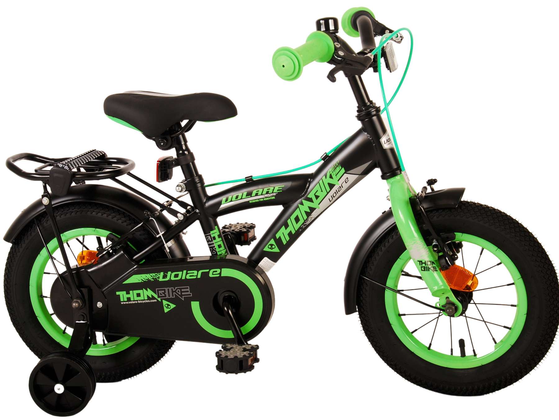Kinderfahrrad Thombike für Jungen 12 Zoll Kinderrad in Schwarz Grün