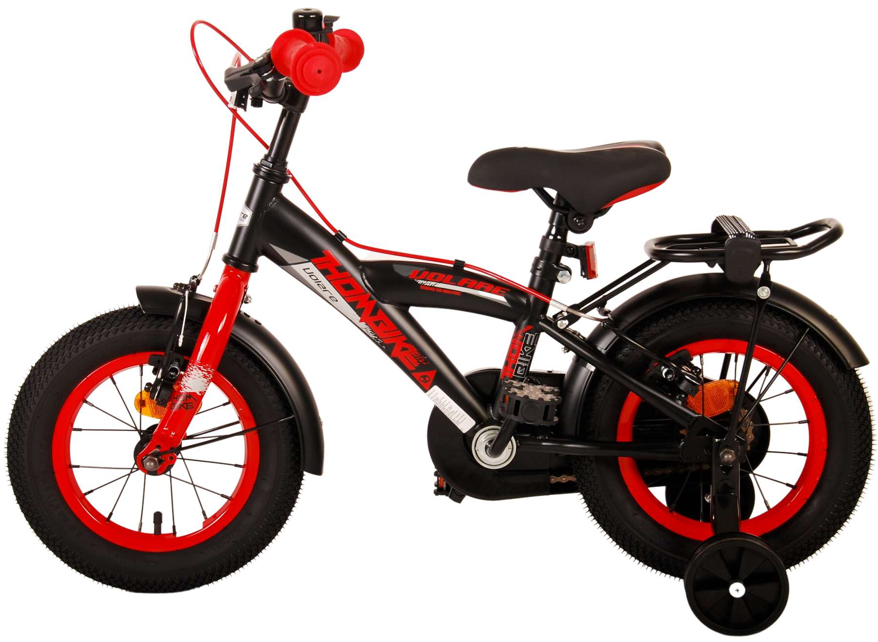 Kinderfahrrad Thombike für Jungen 12 Zoll Kinderrad in Schwarz Rot