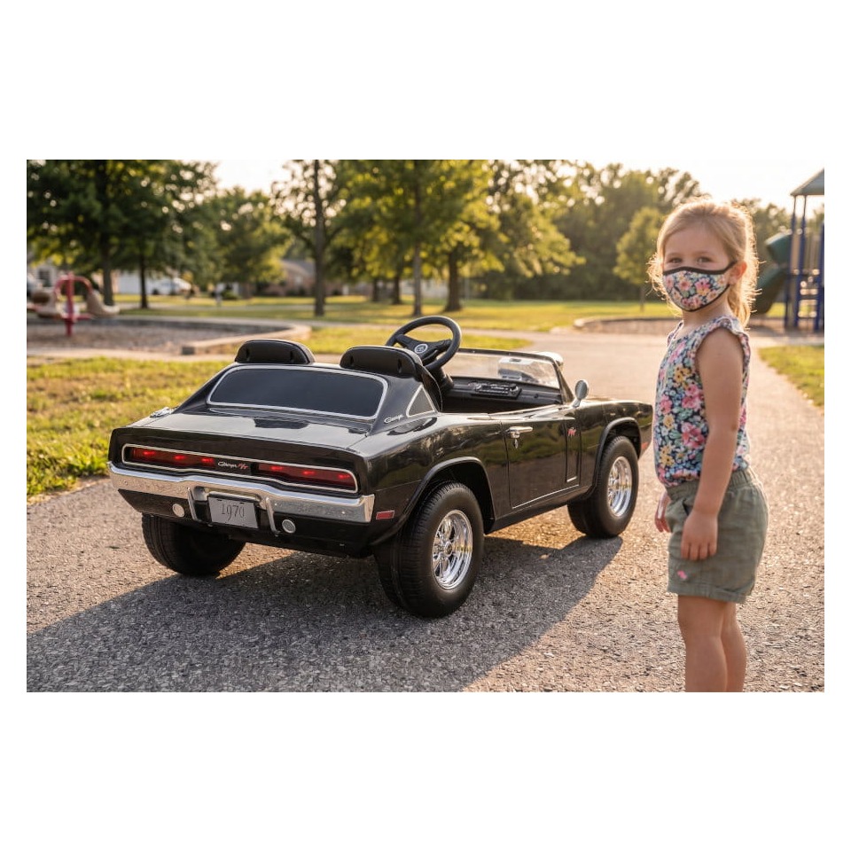 ES-Toys Elektro Kinderauto „Dodge Charger“ – lizenziert – 24V7A Akku und 2 Sitzer- 2,4Ghz + MP3 + Leder + EVA