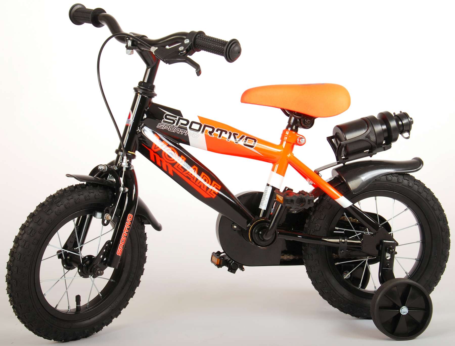 Kinderfahrrad Sportivo Jungen 12 Zoll Kinderrad Neon Orange/Schwarz