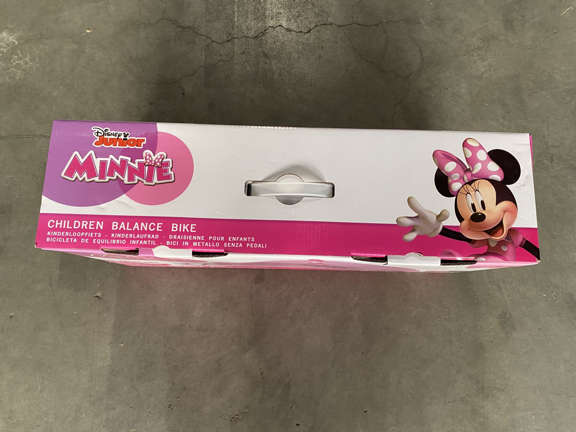 Volare Laufrad Disney Minnie Mouse 12 Zoll aus Metall, Kinderlaufrad ab 2 Jahren mit verstellbarem Sattel