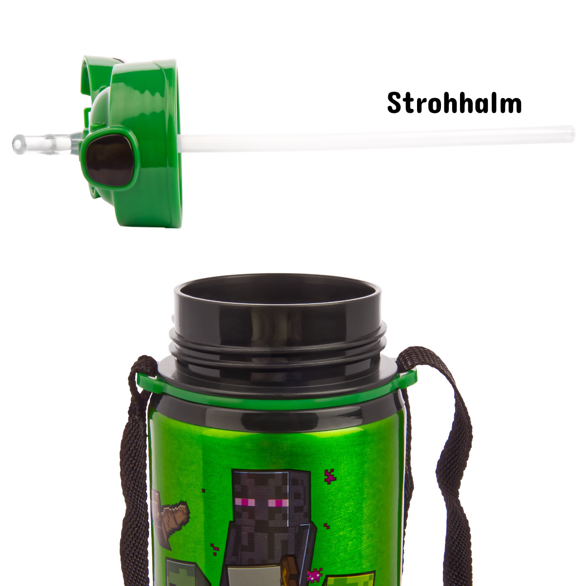 Trinkflasche Minecraft mit Tragegurt Aluminium 600ml Trinkflasche Minecraft mit Tragegurt Aluminium 600ml