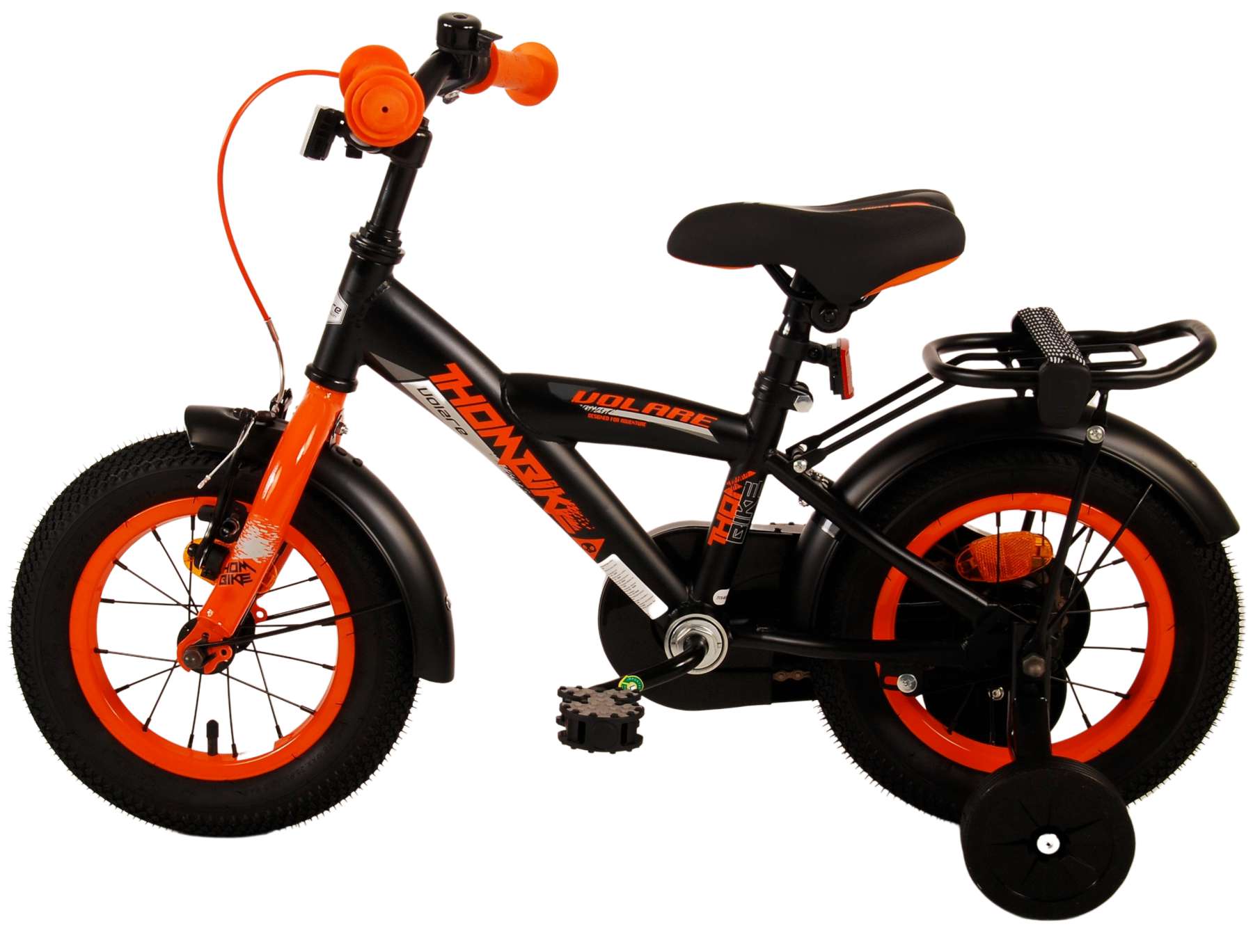 Kinderfahrrad Thombike für Jungen 12 Zoll Kinderrad in Schwarz Orange