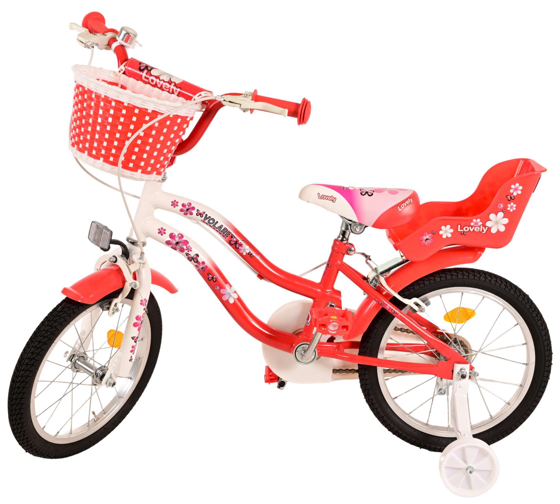 Kinderfahrrad Lovely Fahrrad für Mädchen 16 Zoll Kinderrad in Rot Weiß