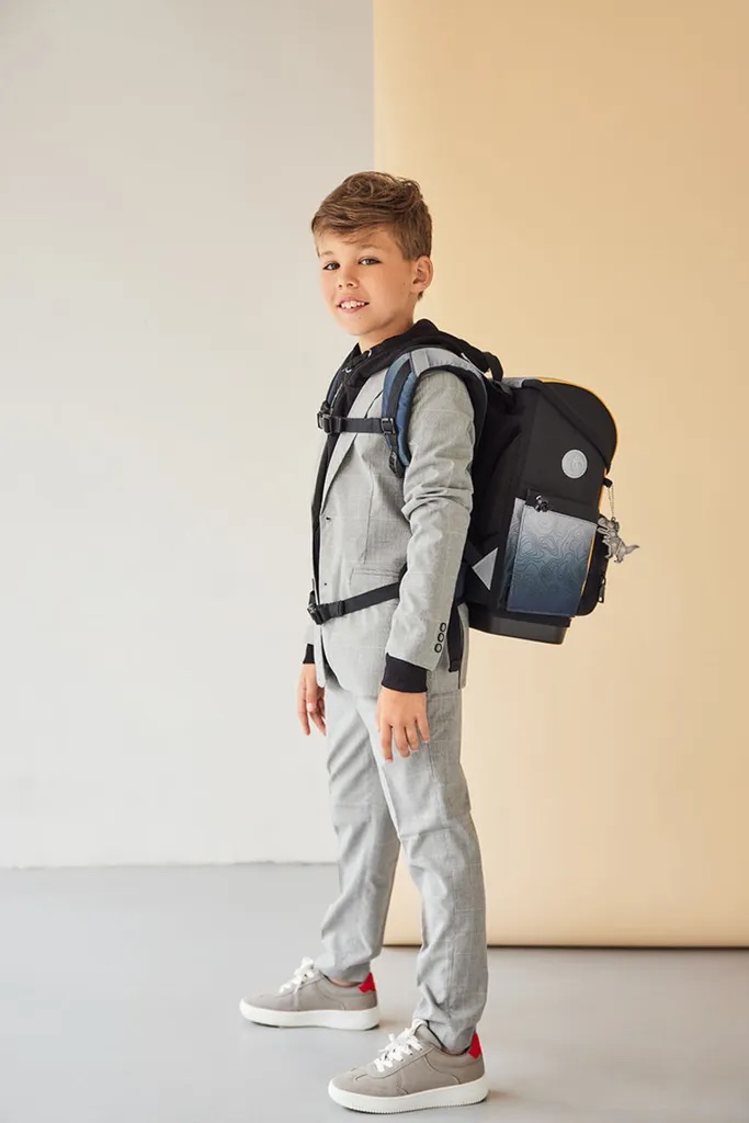 Rucksack Compact Plus Premium Schulranzen Set 5-t. Black Grey Tasche