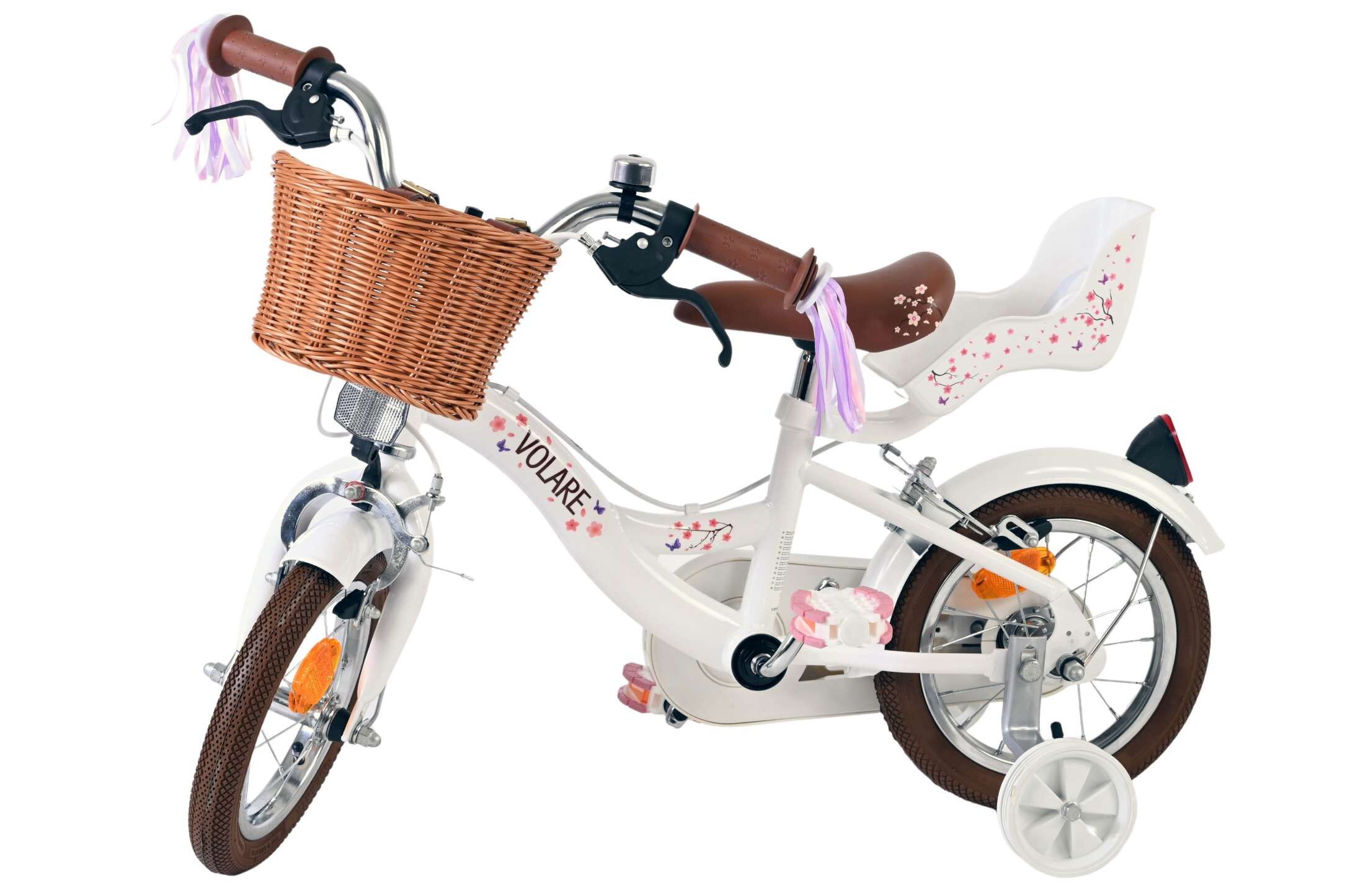 Volare Kinderfahrrad Blossom für Mädchen 12 Zoll Kinderrad in Weiß, Zwei Handbremsen Volare Kinderfahrrad Blossom für Mädchen 12 Zoll Kinderrad in Weiß, Zwei Handbremsen
