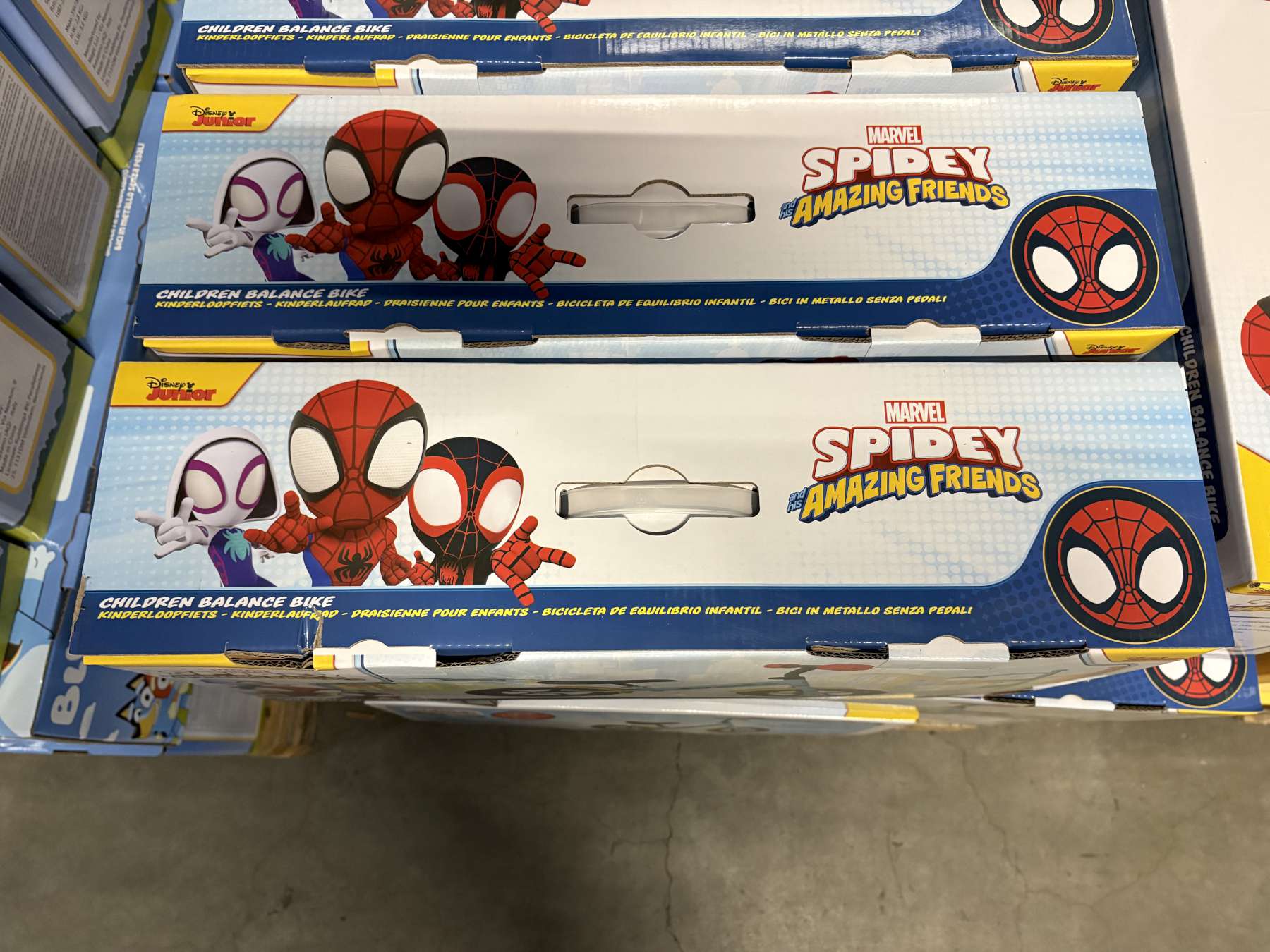 Volare Laufrad Spidey und seine tollen Freunde 12 Zoll aus Metall, Kinderlaufrad ab 2 Jahren mit verstellbarem Sattel