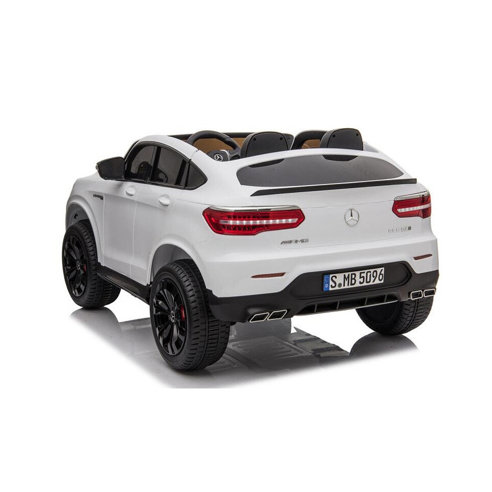 ES-Toys Kinderfahrzeug – Elektro Auto „Mercedes GLC63S“ – lizenziert – Doppelsitzer – 12V10AH Akku,4 Motoren+ 2,4Ghz+Ledersitz+EVA – Schwarz