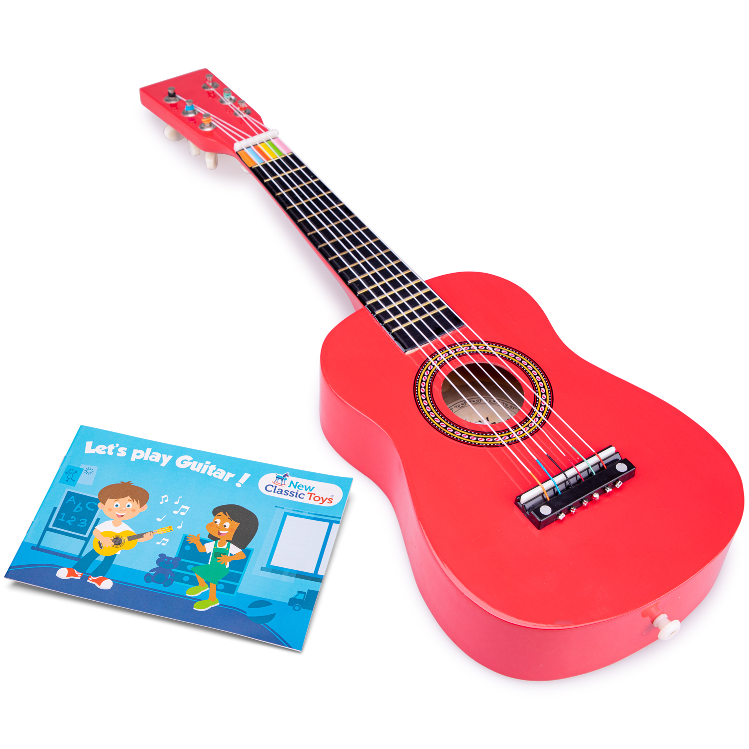 Gitarre in rot Kindergitarre aus Holz Kinder-Instrument Musikspielzeug