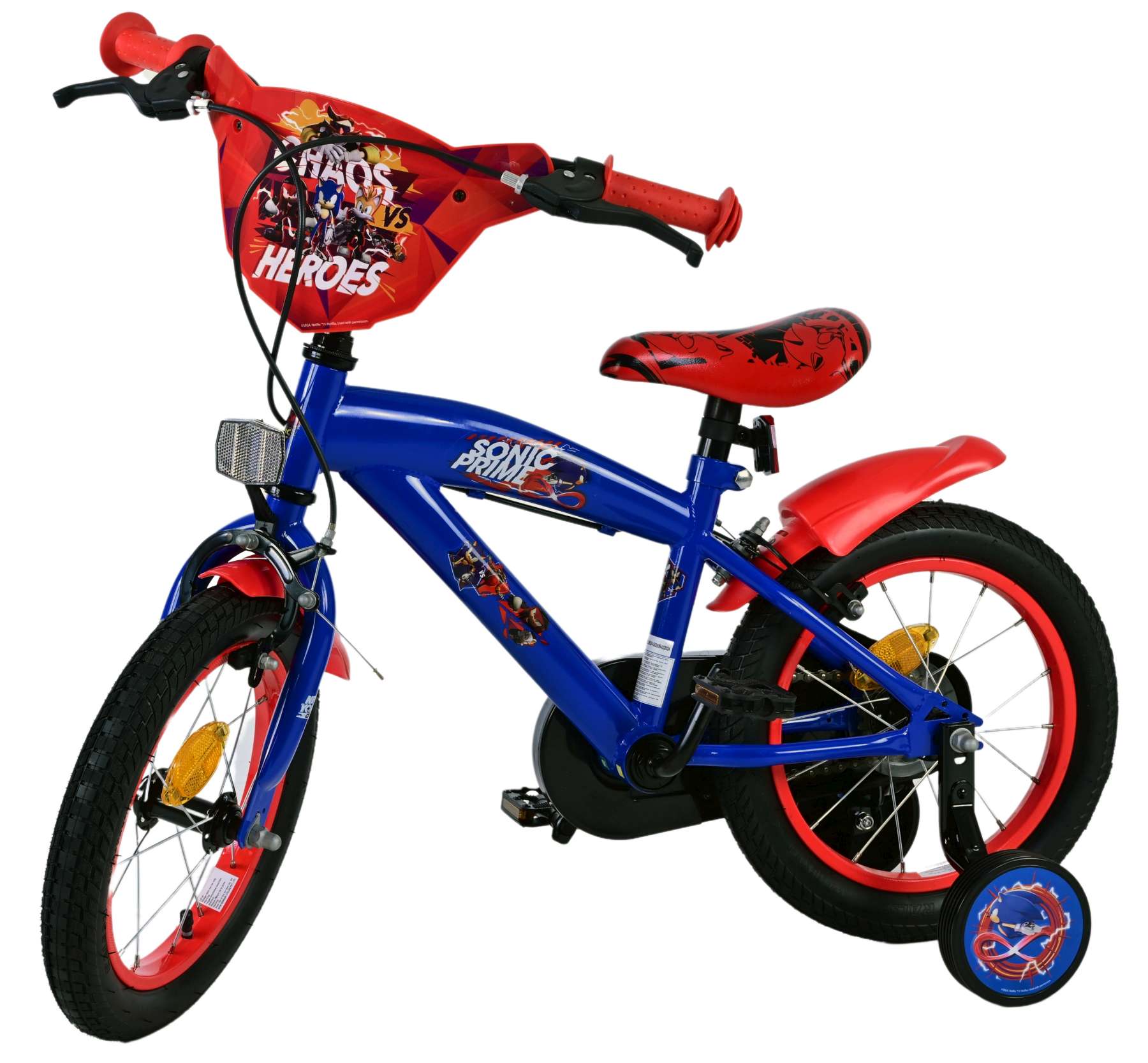 Kinderfahrrad Sonic Prime für Jungen 14 Zoll Kinderrad in Blau Rot