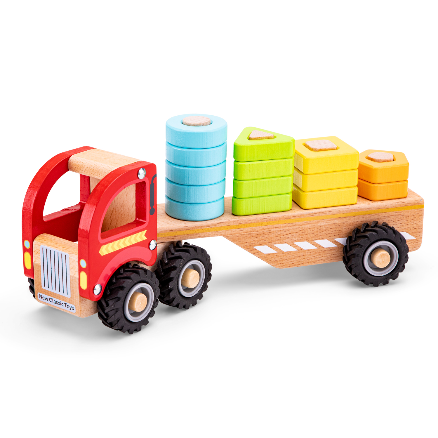 Autotransporter mit Steckformen Abschleppwagen u Steckfiguren aus Holz