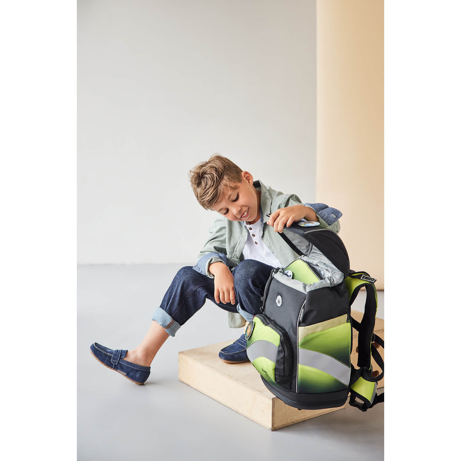 Rucksack Smarty Plus Premium Schulranzen Set 5-t. Black Green Tasche