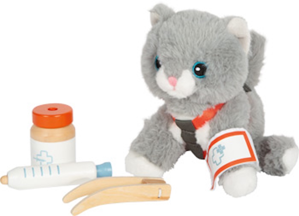 Katze mit Tasche und Pflege-Set Katze mit Tasche und Pflege-Set