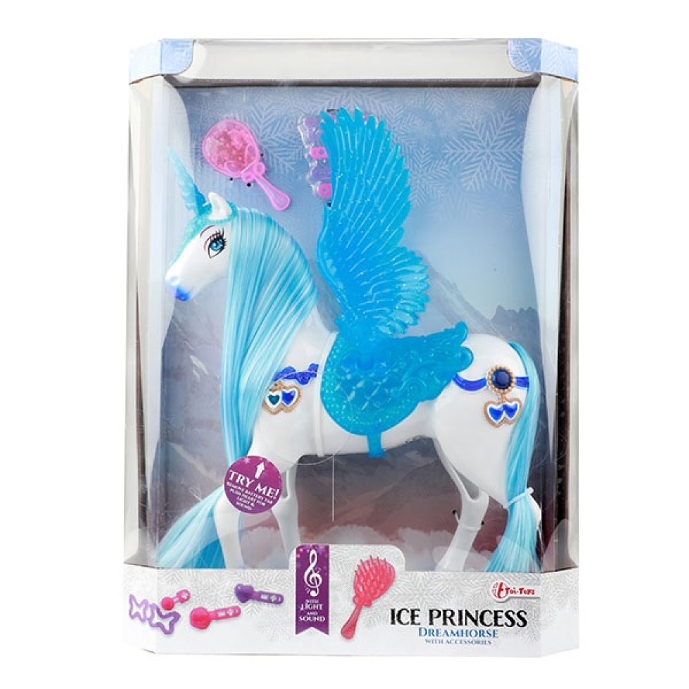 Eisprinzessinen XL Einhorn mit blauen Flügeln